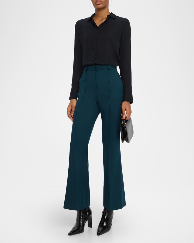 REISS Jade Pintuck Flare-Leg Trousers outlook