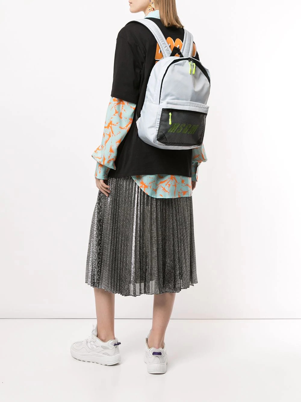 panelled logo print backpack - 2