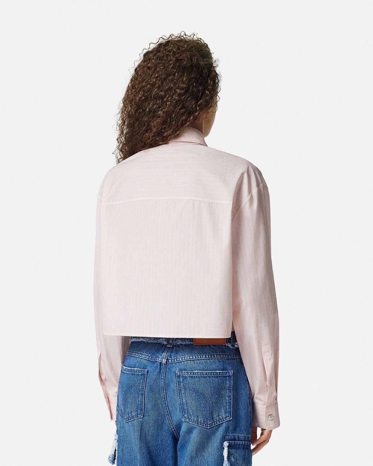 Pinstripe Chain Crop Boxy Shirt - 5