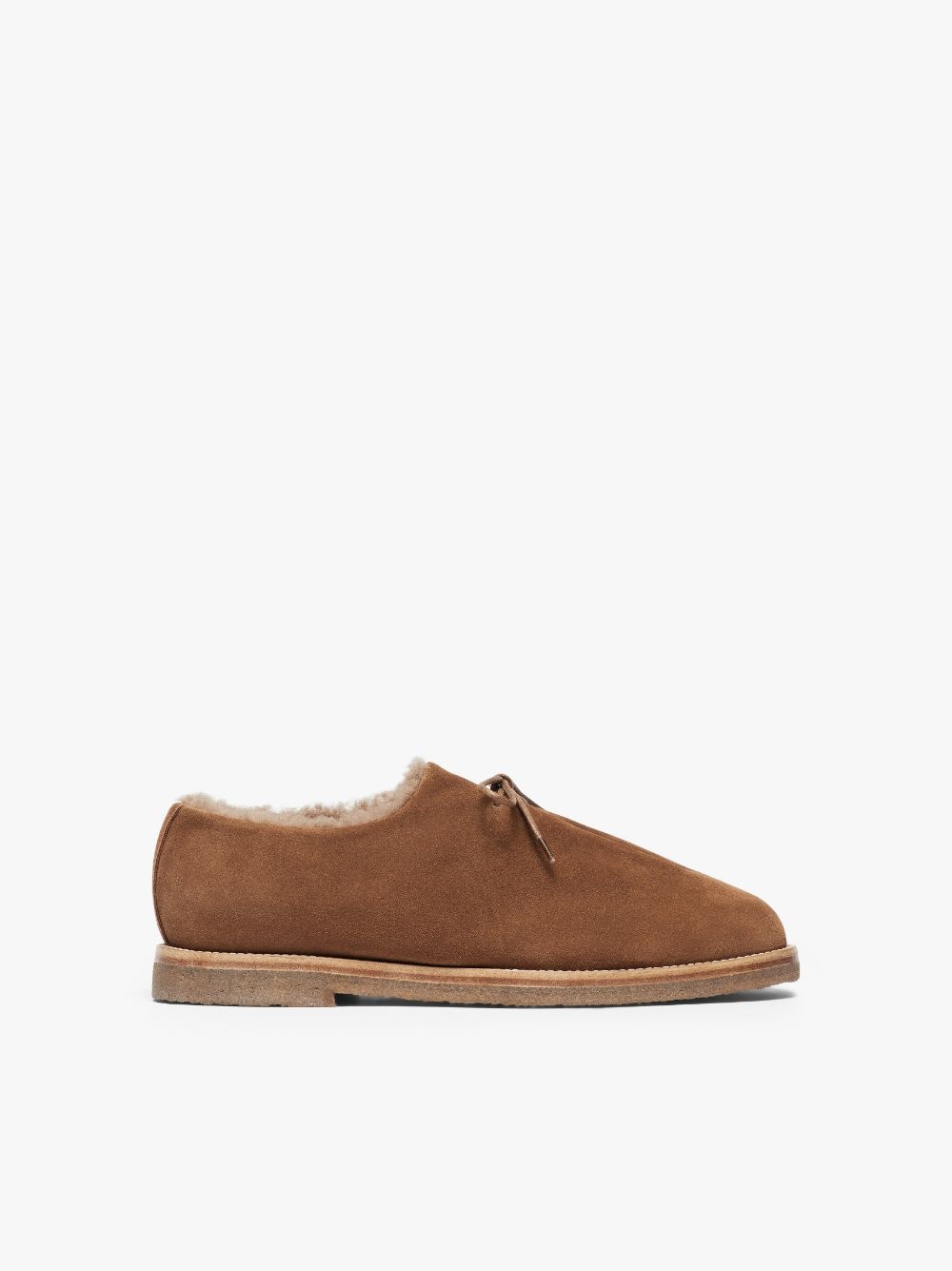 JACQUES SOLOVIÈRE TOBACOO SHEARLING SUEDE LACE-UP SHOES - 1