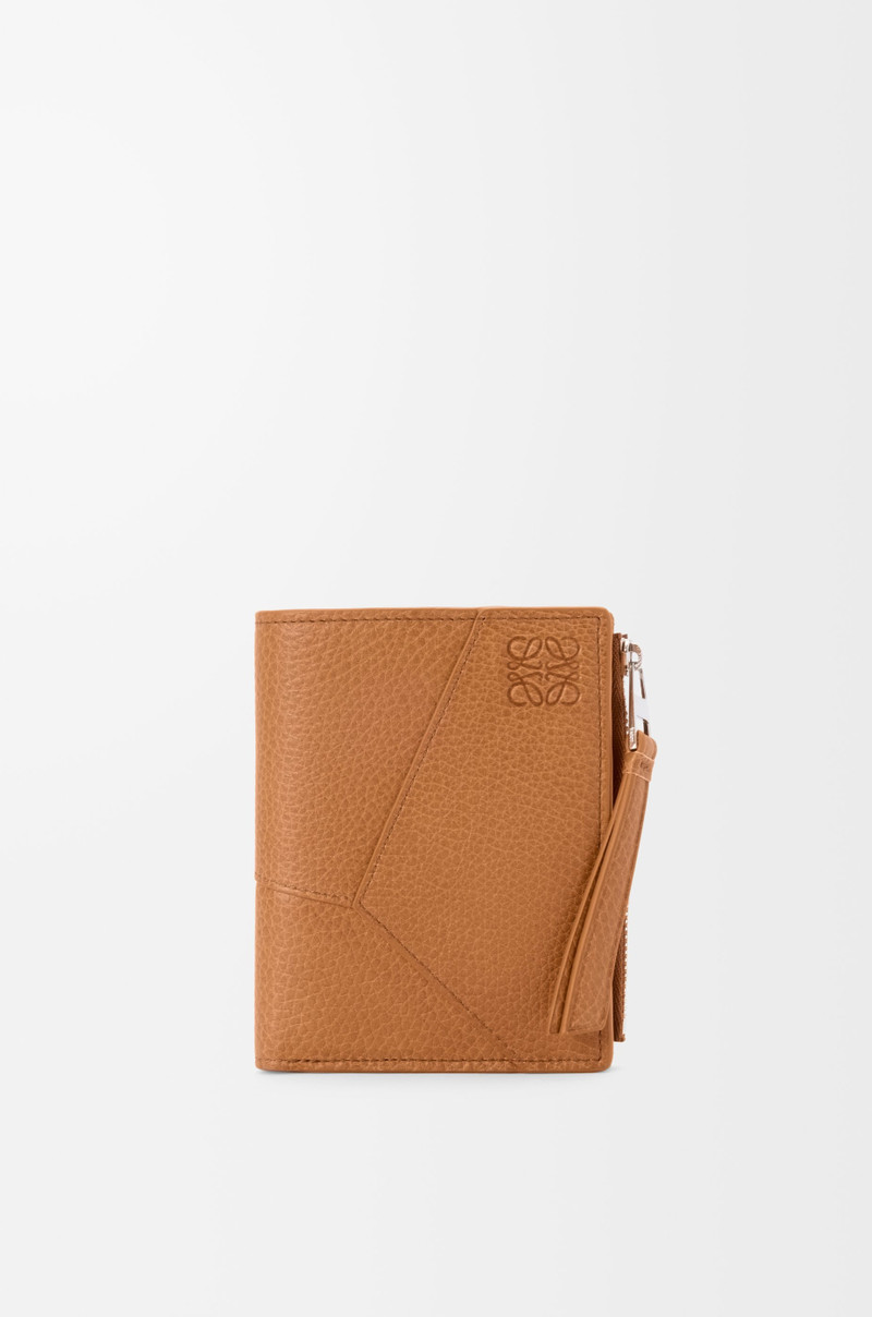 Puzzle slim compact wallet in supple grained calfskin 1