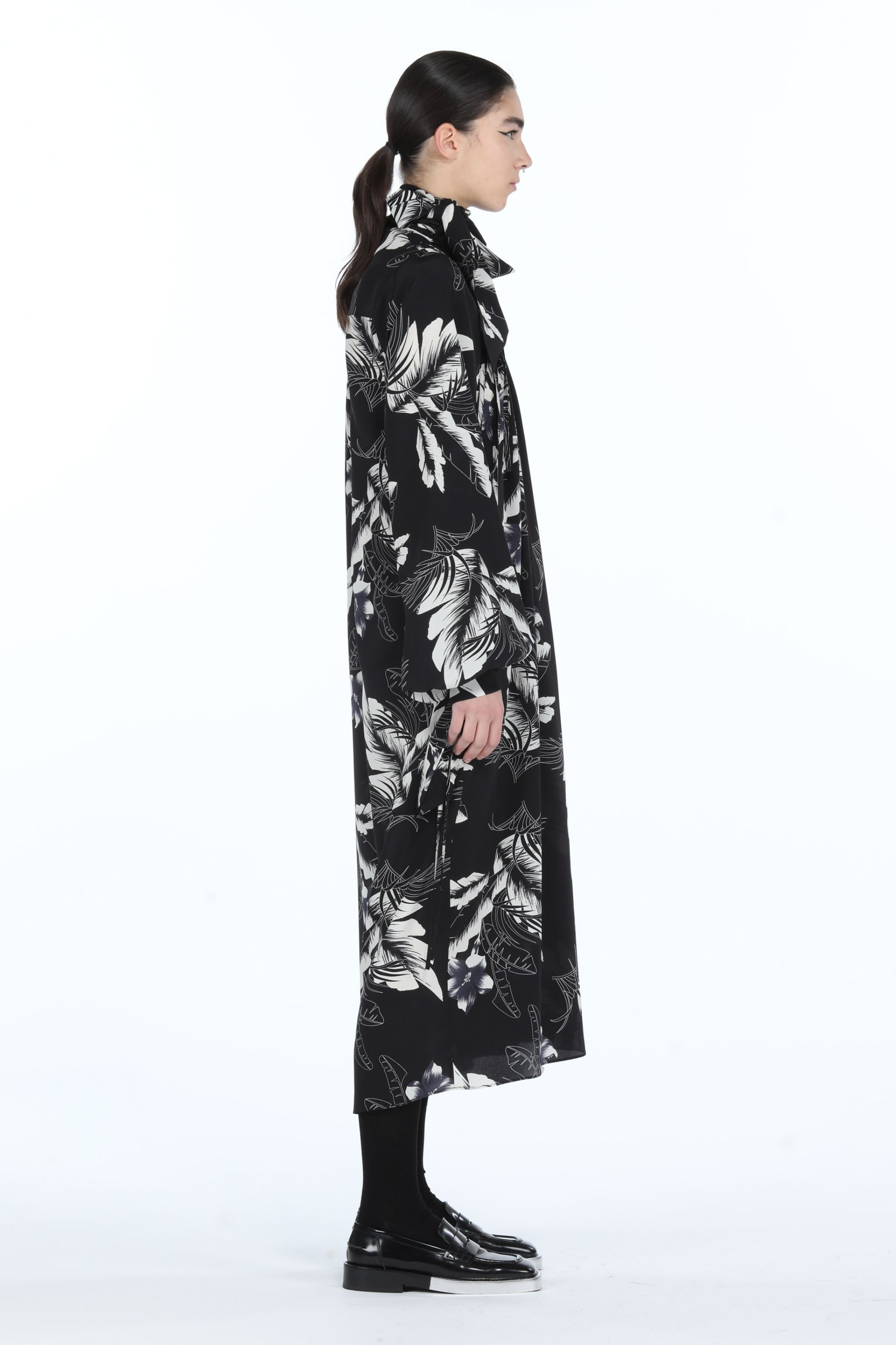 PALM-PRINT SILK DRESS - 3
