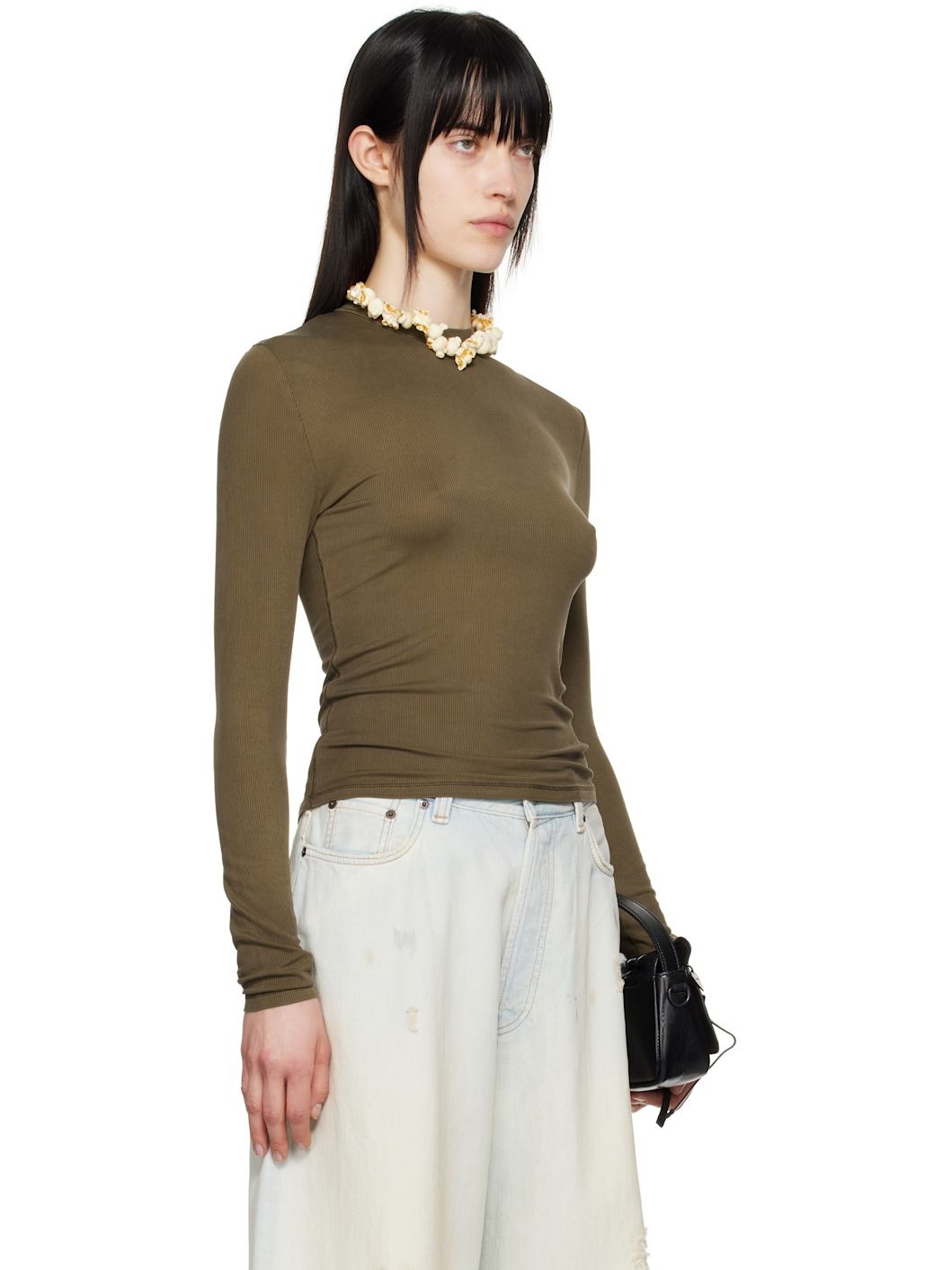 Brown Spray-Dyed Long Sleeve T-shirt - 2
