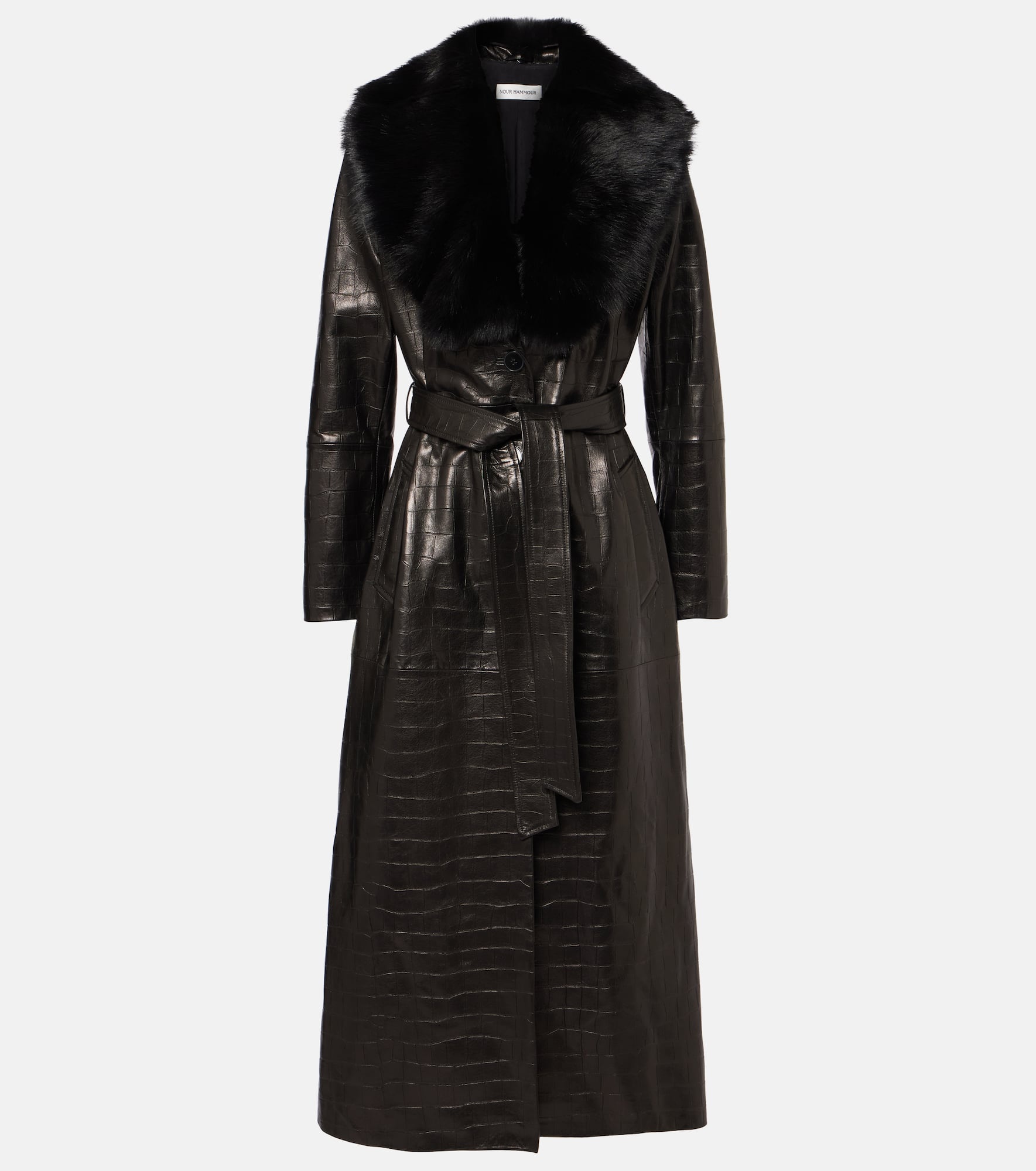 Dakota shearling-trimmed leather wrap coat - 1