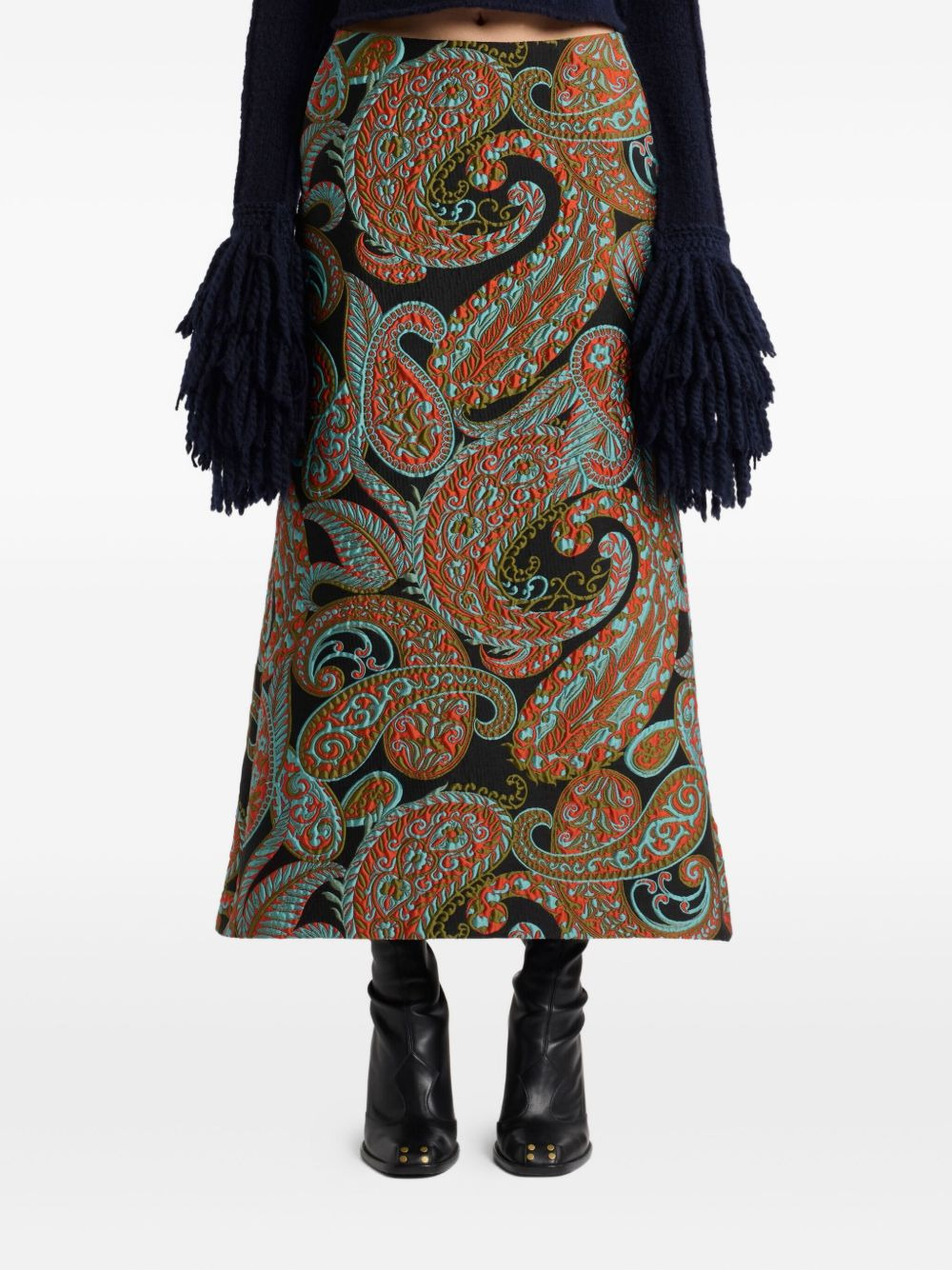 paisley jacquard skirt - 3