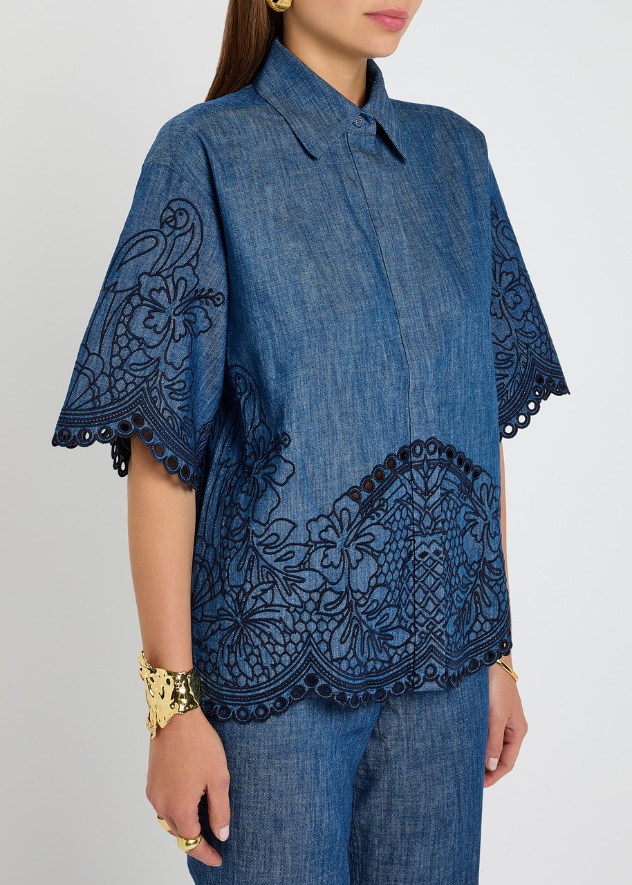 Zimmermann Coco Embroidery Denim Shirt - 2