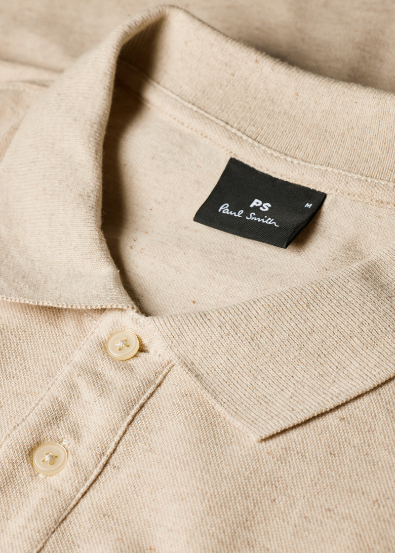Ecru Cotton-Linen Pique Polo Shirt 4