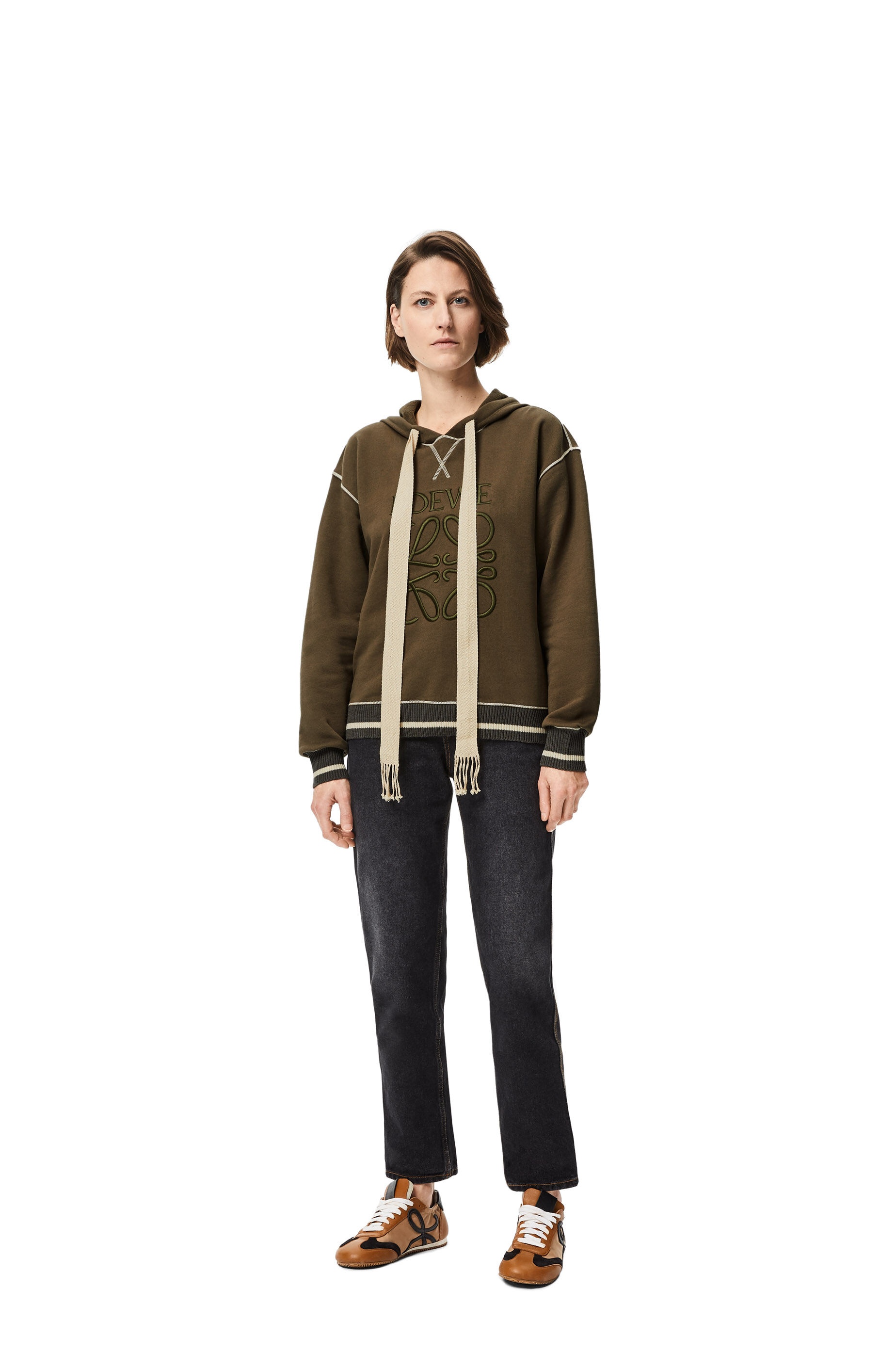 LOEWE anagram embroidered hoodie in cotton - 2