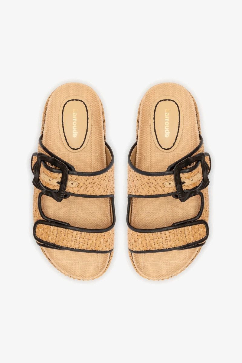 Maui Slide In Tapestry Natural Raffia and Black Trimming 7
