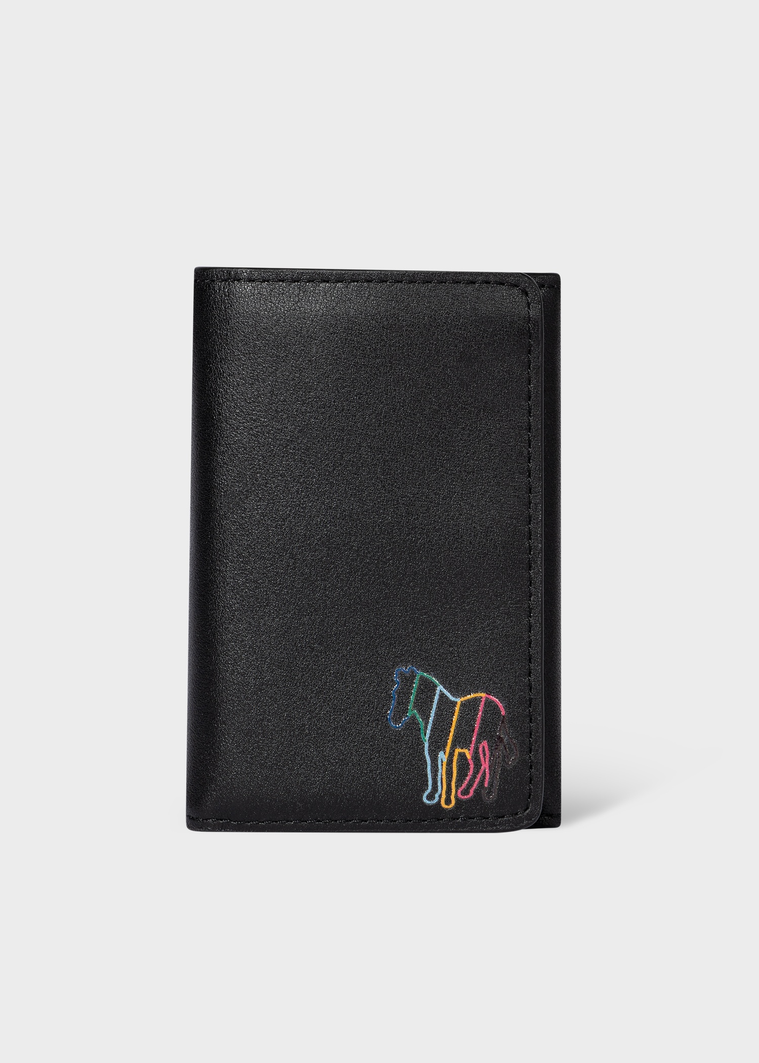 Black Leather 'Zebra' Trifold Wallet - 1
