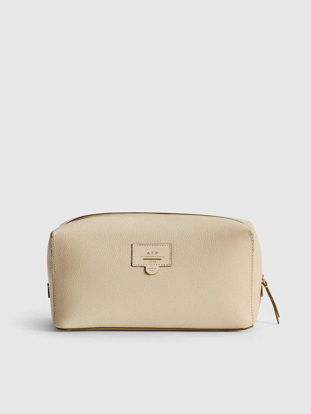 Pomaia Mandorla Grained Leather Beauty Bag - 1