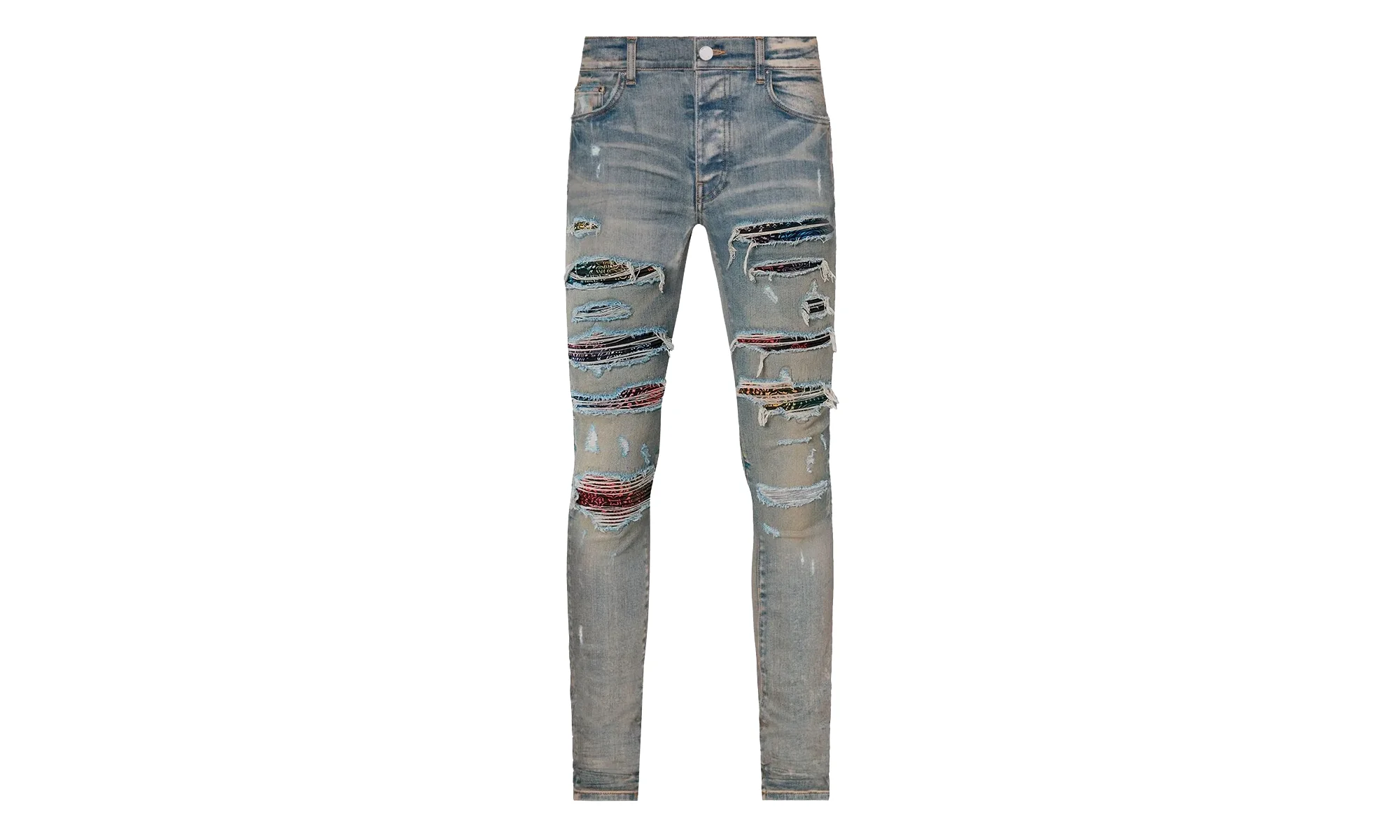 AMIRI Plaid Trasher Skinny Fit Jeans Blue - 1