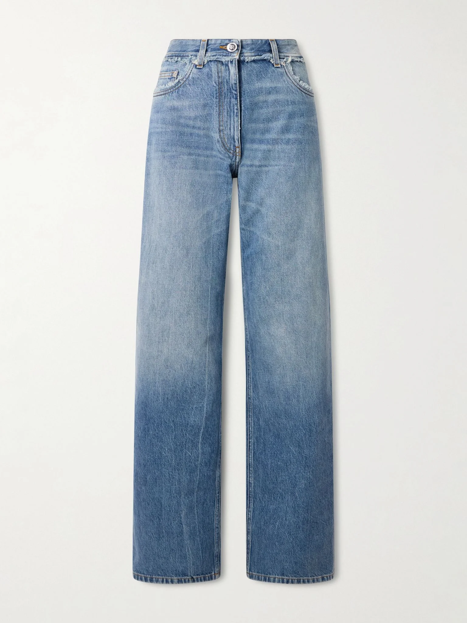 Distressed mid-rise straight-leg jeans Mid denim - 1