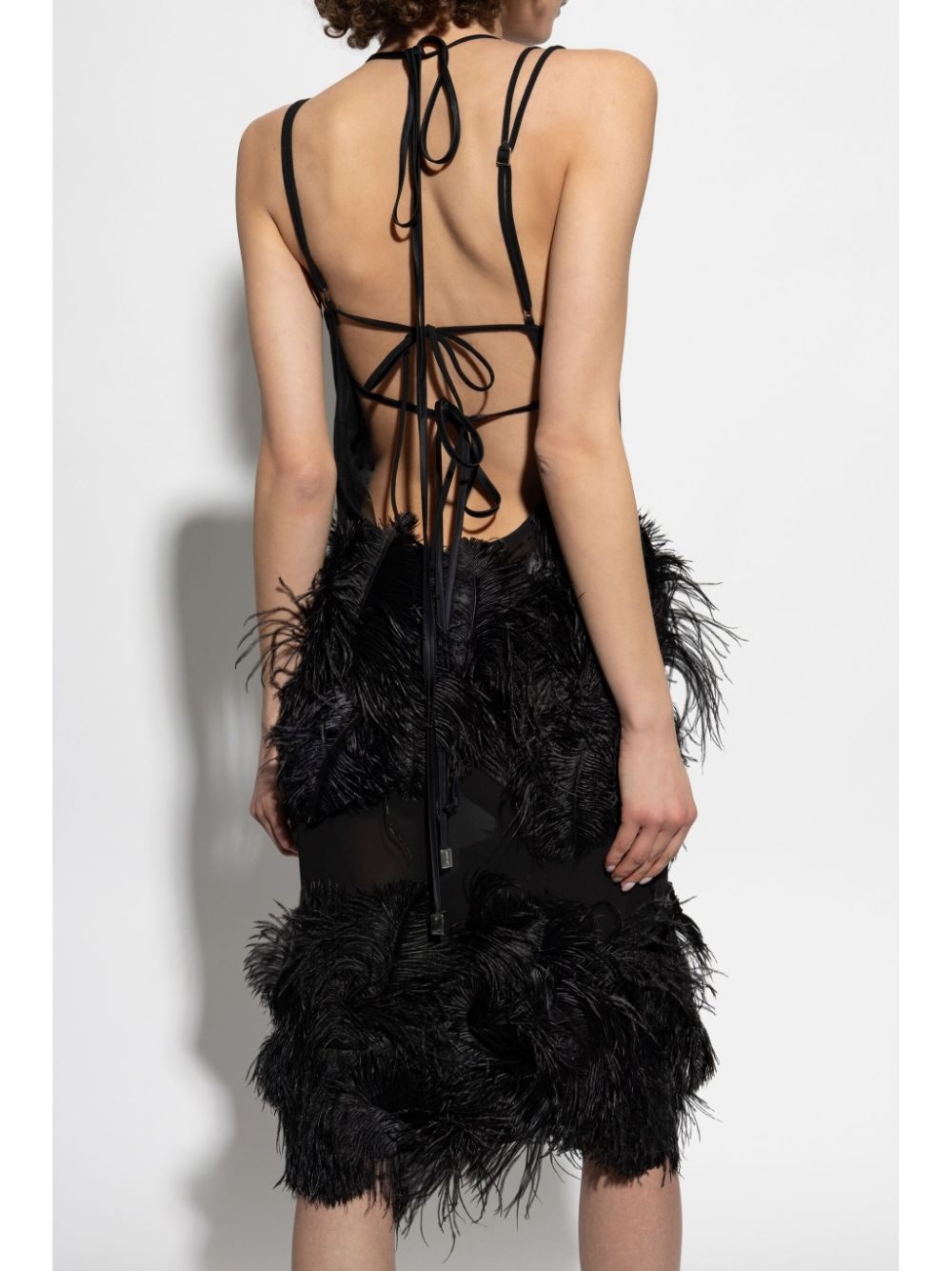 feather-trim midi dress - 4