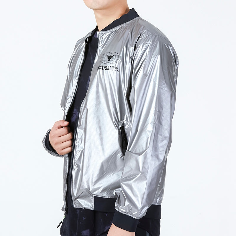 Under Armour Project Rock Disrupt Bomber Jacket 'Metallic Tin Black' 1373579-981 - 5