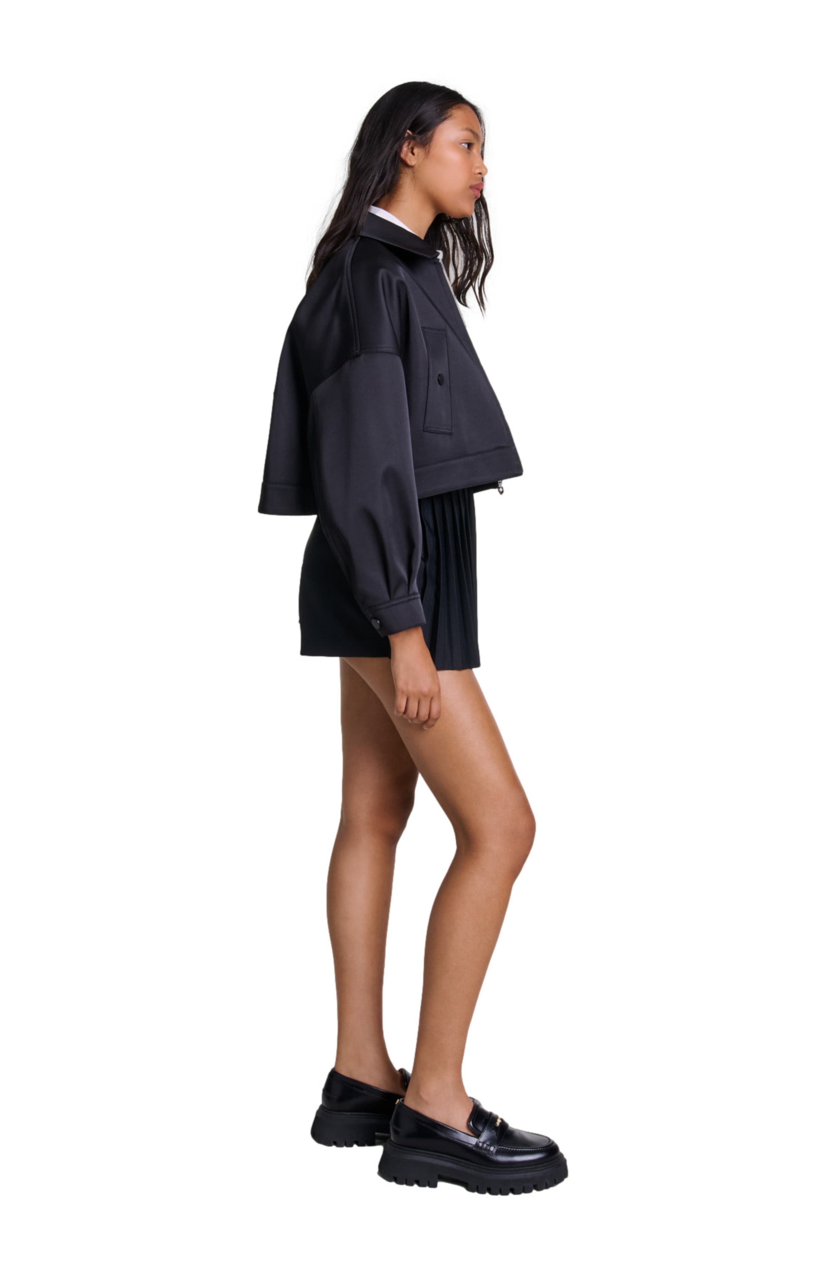 maje Straight-fit pleated shorts in Black at Nordstrom - 3