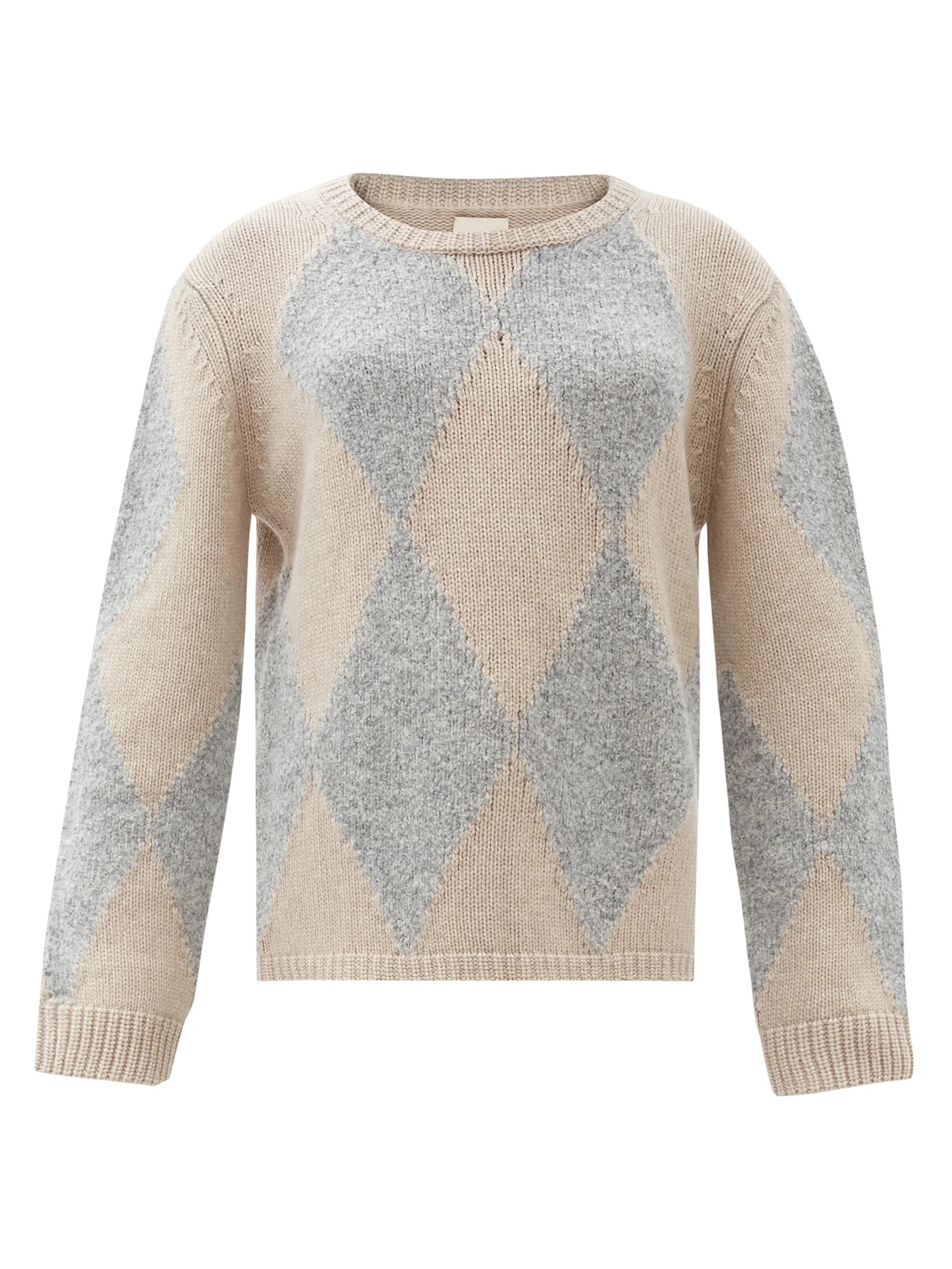 Daisy diamond-intarsia cashmere-blend sweater - 1