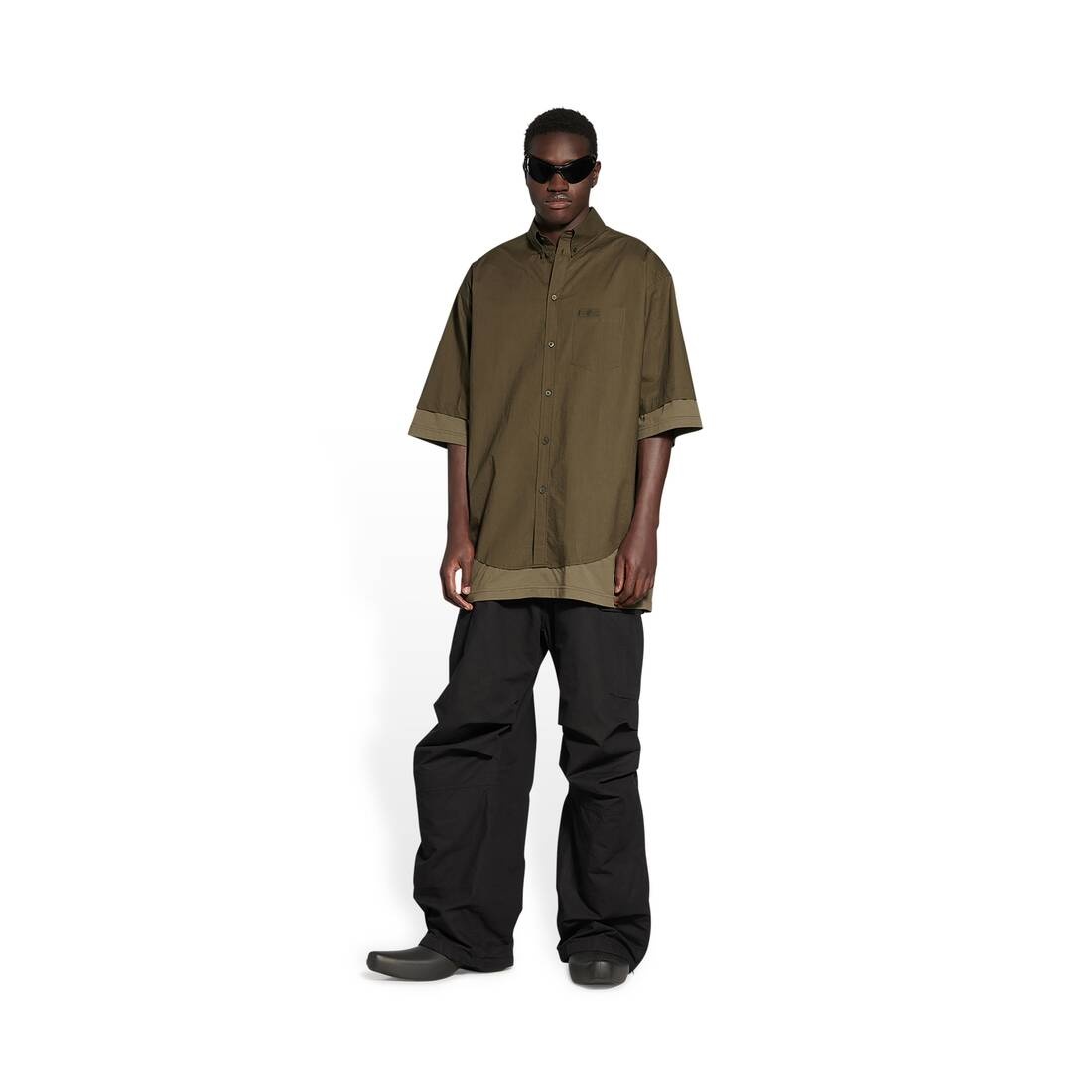 Men's Bb Icon Layered Short Sleeve Shirt in Kaki - 2