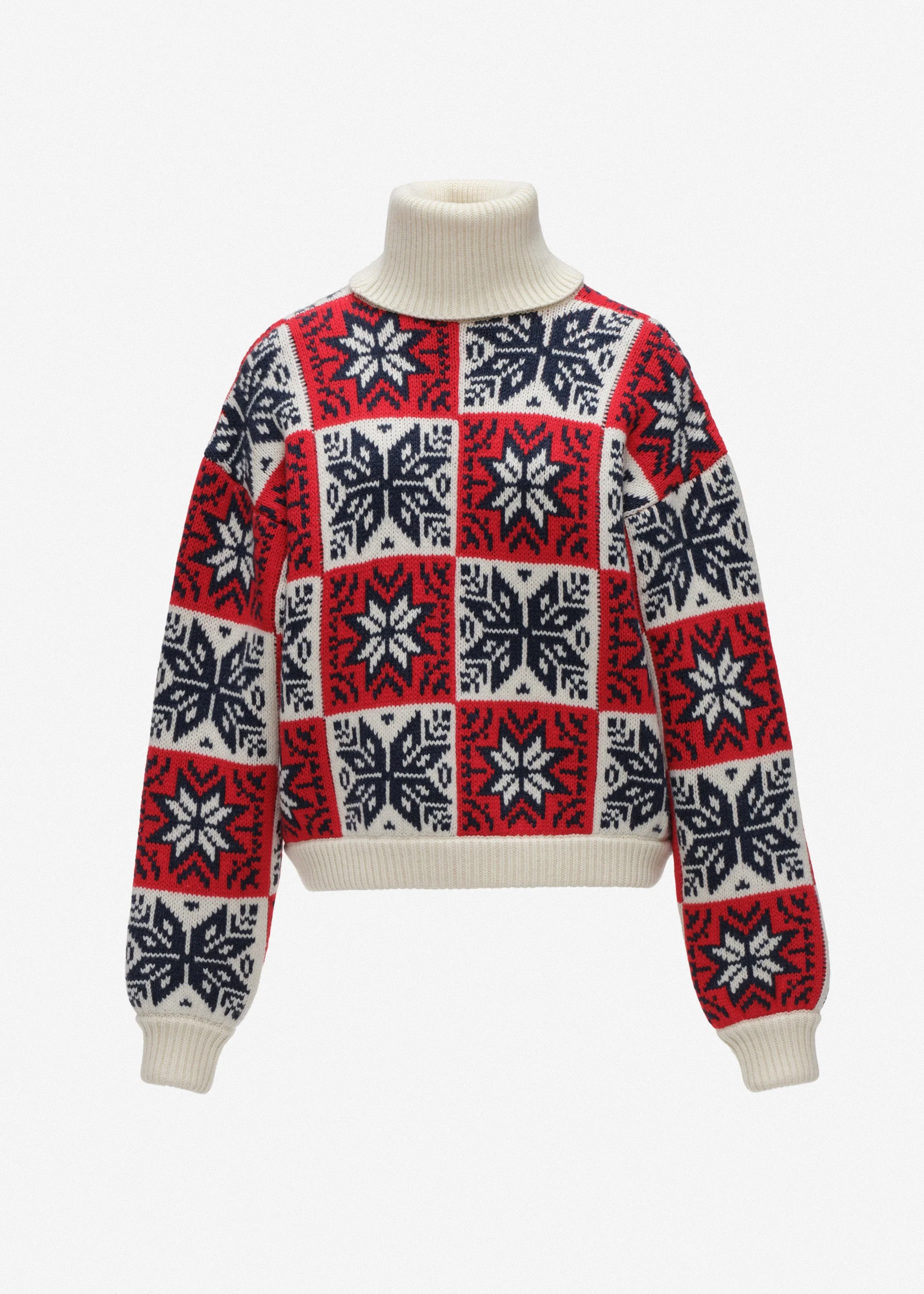 Geometric turtleneck sweater in red - 1
