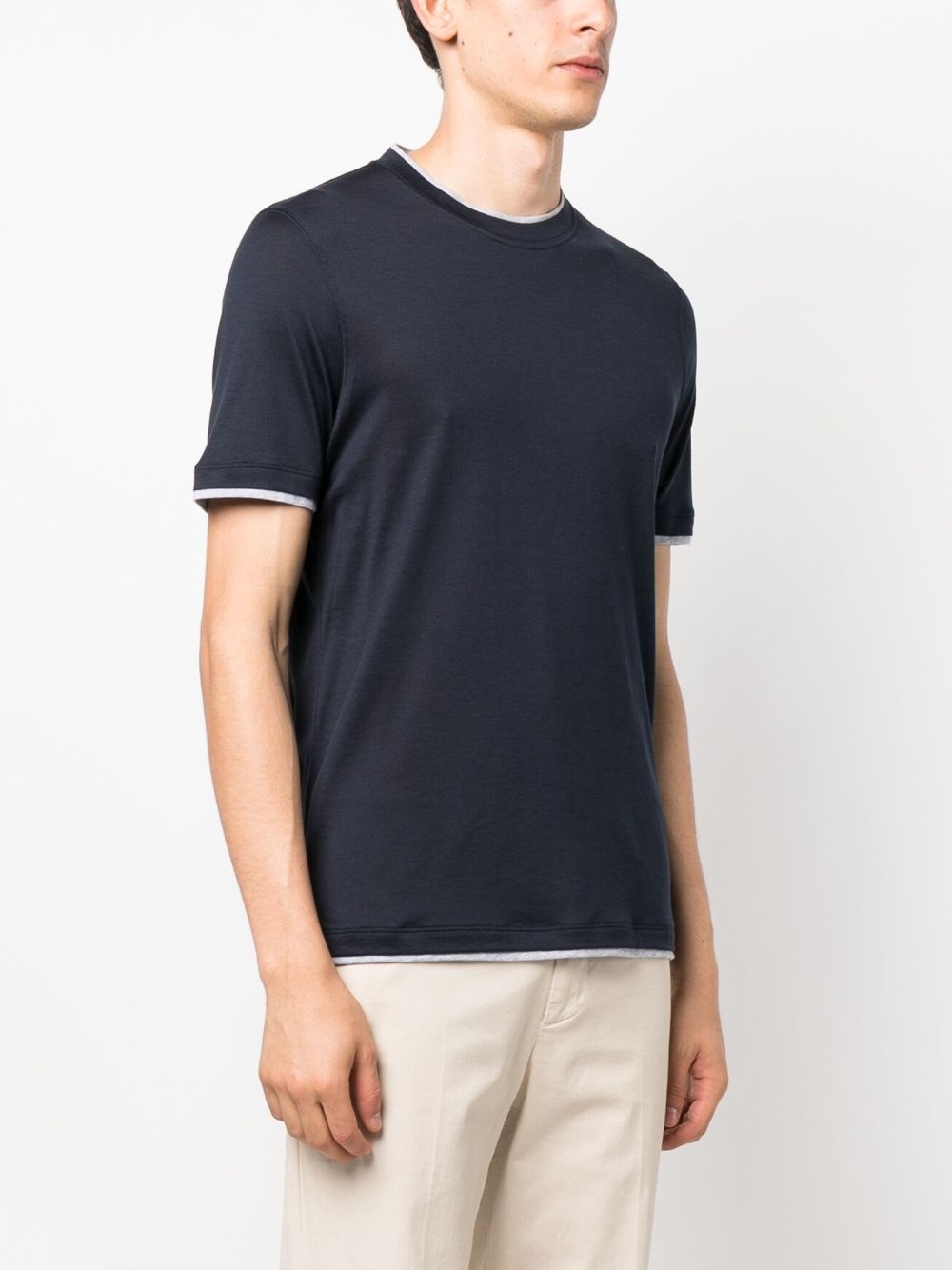 round-neck silk-cotton T-shirt - 3