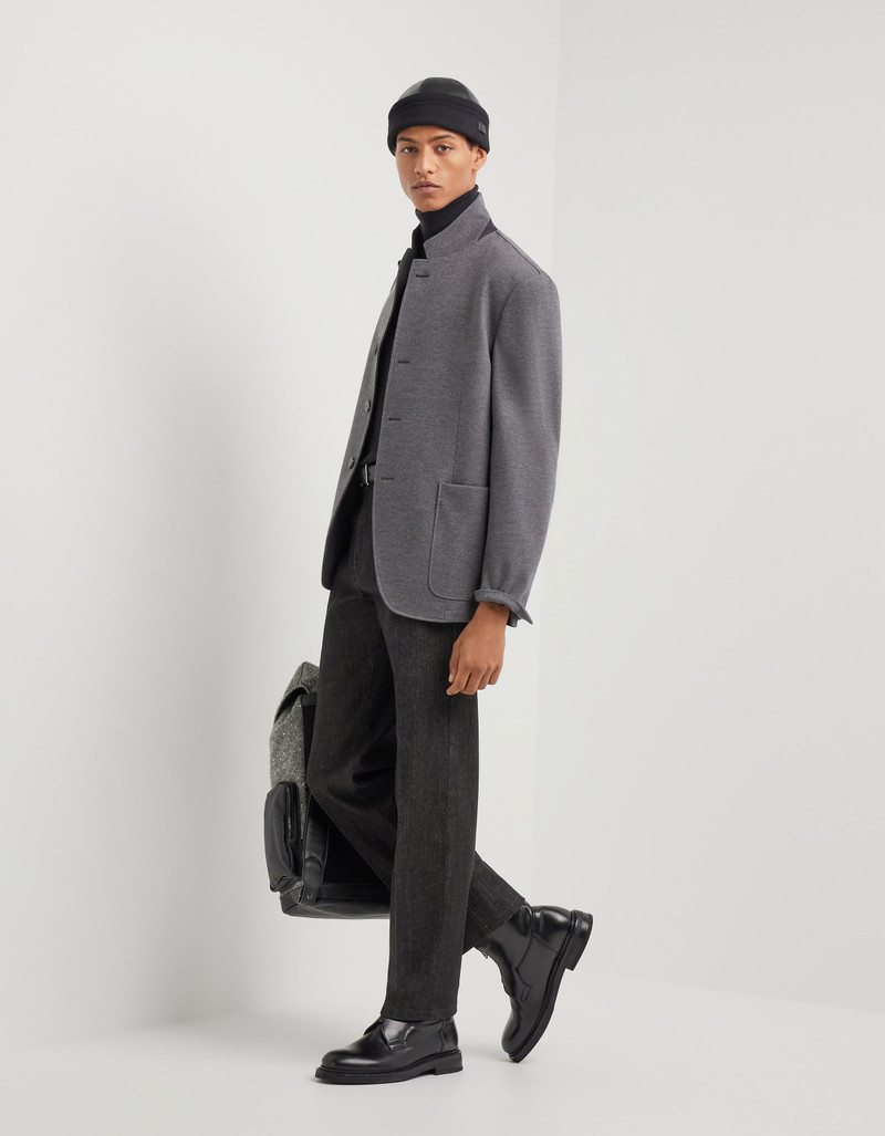 Canali GRAY WOOL AND CASHMERE JACKET WITH STAND-UP COLLAR outlook