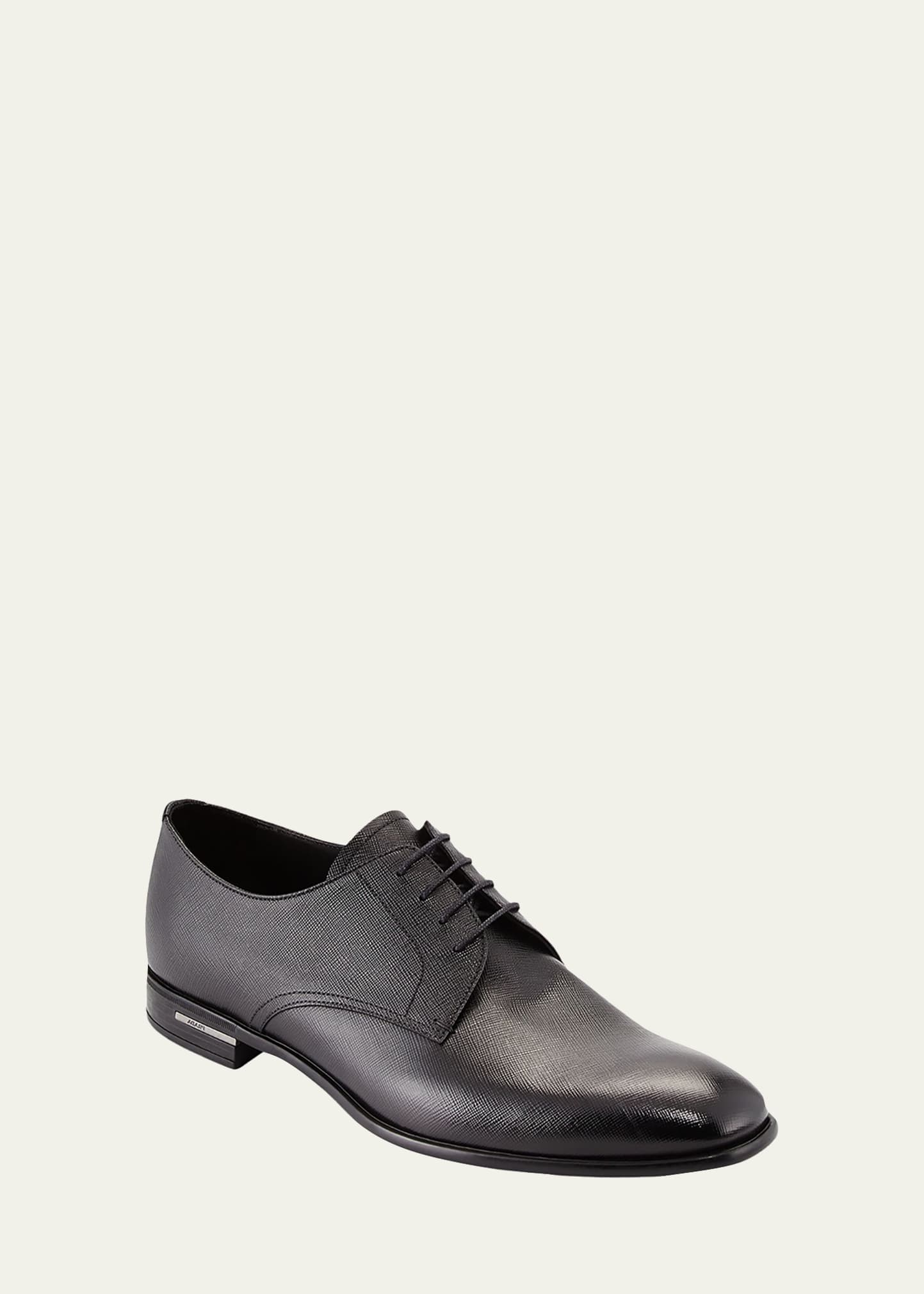 Men's Saffiano Leather Lace-Ups - 2