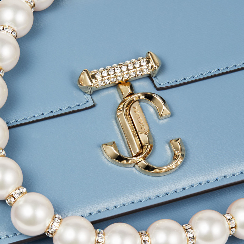 Varenne Quad XS
Smoky Blue Box Leather Shoulder Bag with Pearl Strap 6