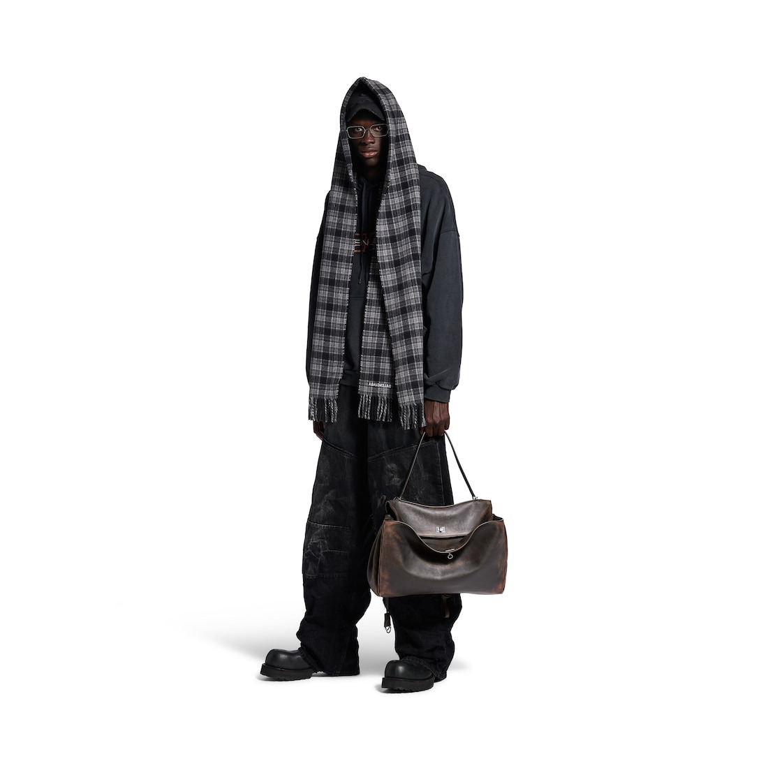 Men's Hooded Scarf in Grey - 4