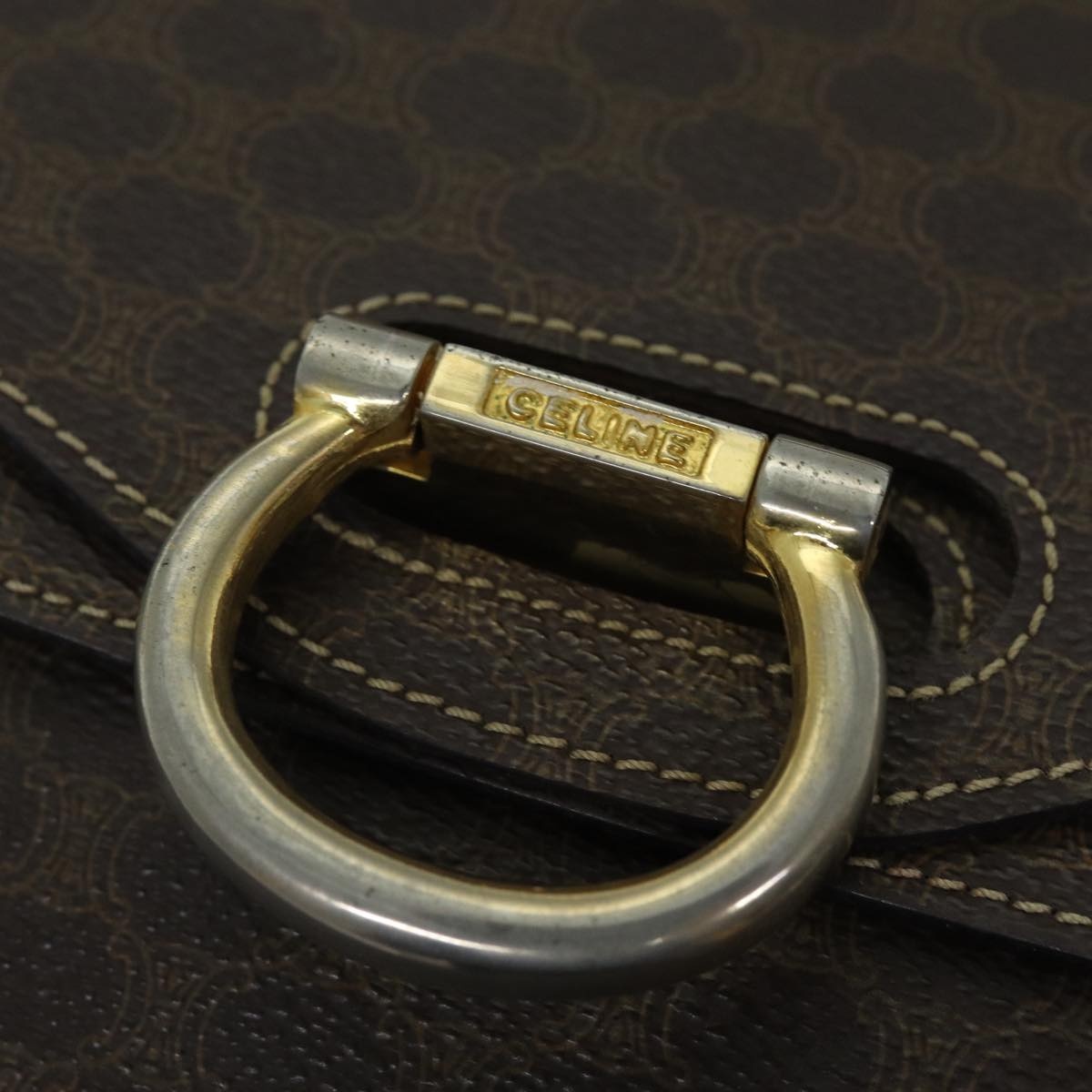 CELINE Macadam Canvas Hand Bag Pvc Brown - 10