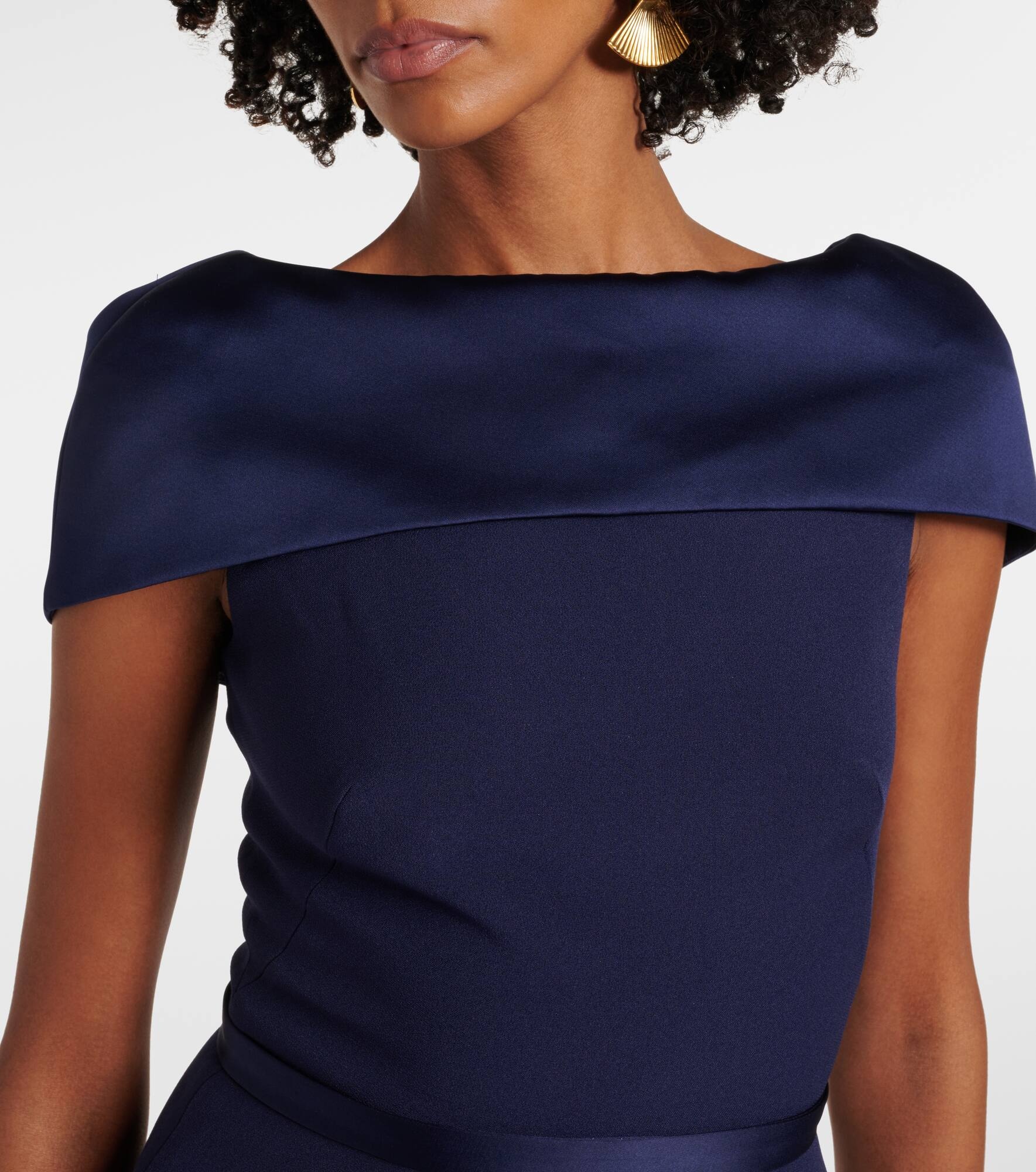 Rella draped peplum heavy crêpe midi dress - 4