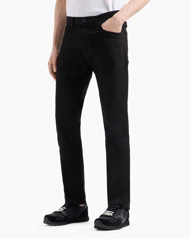 EMPORIO ARMANI J45 Regular-fit, washed twill 10.5 oz comfort-denim jeans outlook
