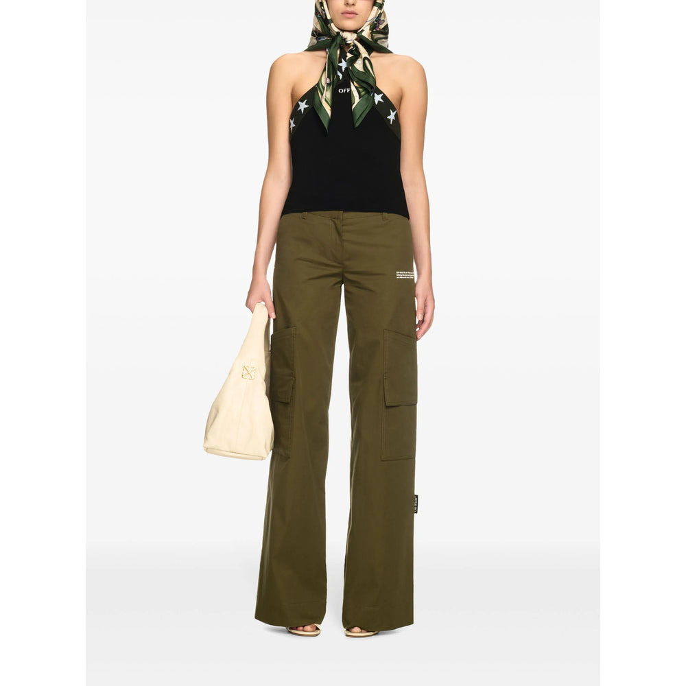 Off-White Green Trousers - Straight Trousers Women - 3