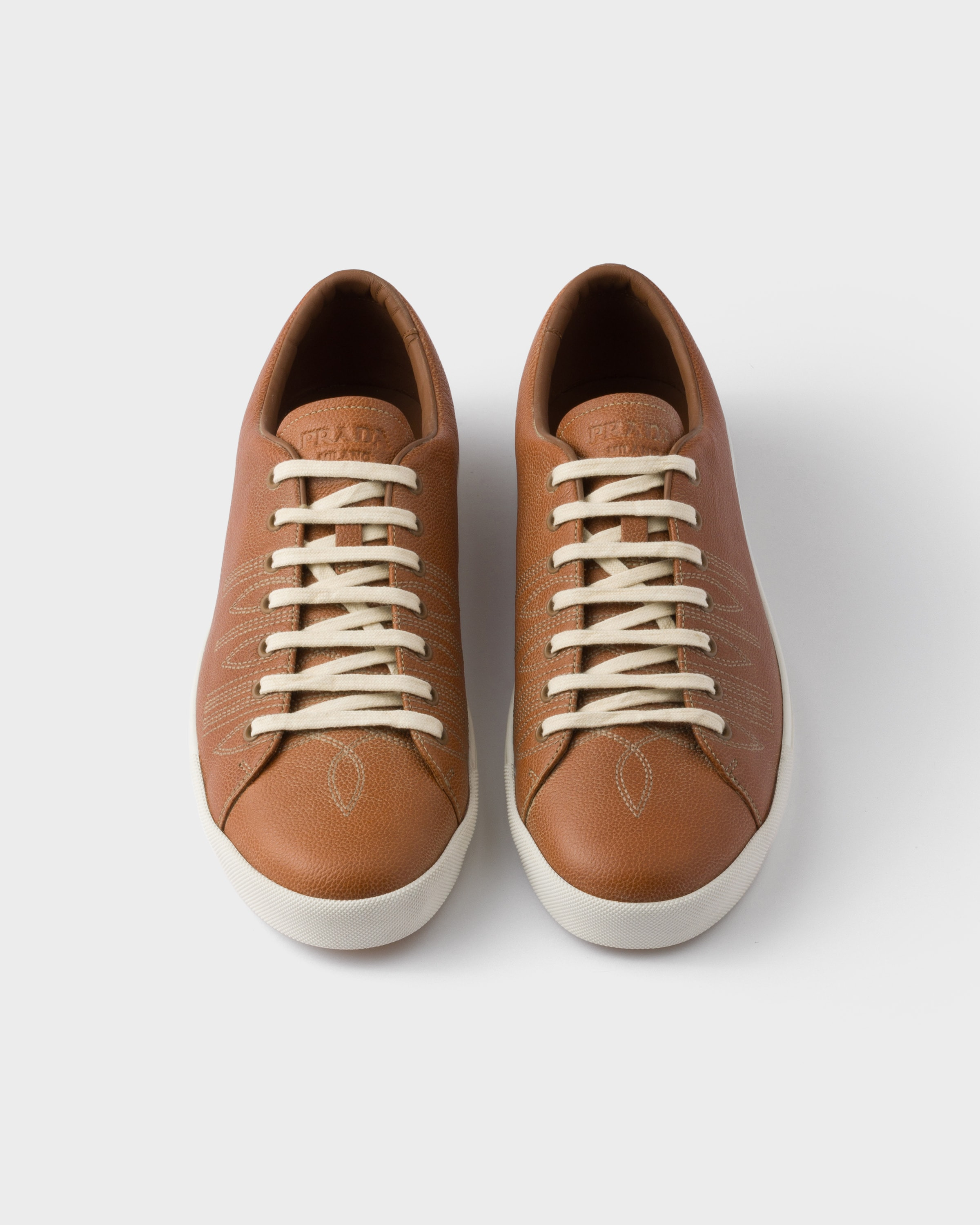 Aged-effect leather sneakers - 3