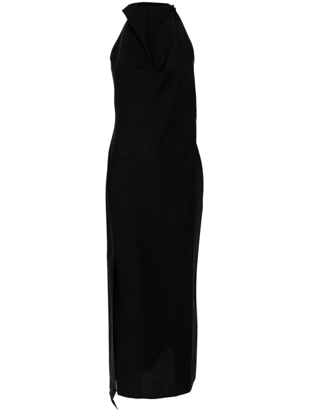 halterneck virgin wool maxi dress - 1