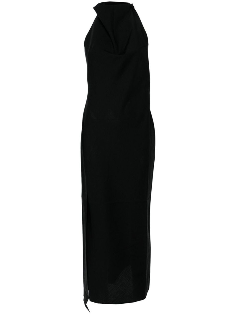 halterneck virgin wool maxi dress 1