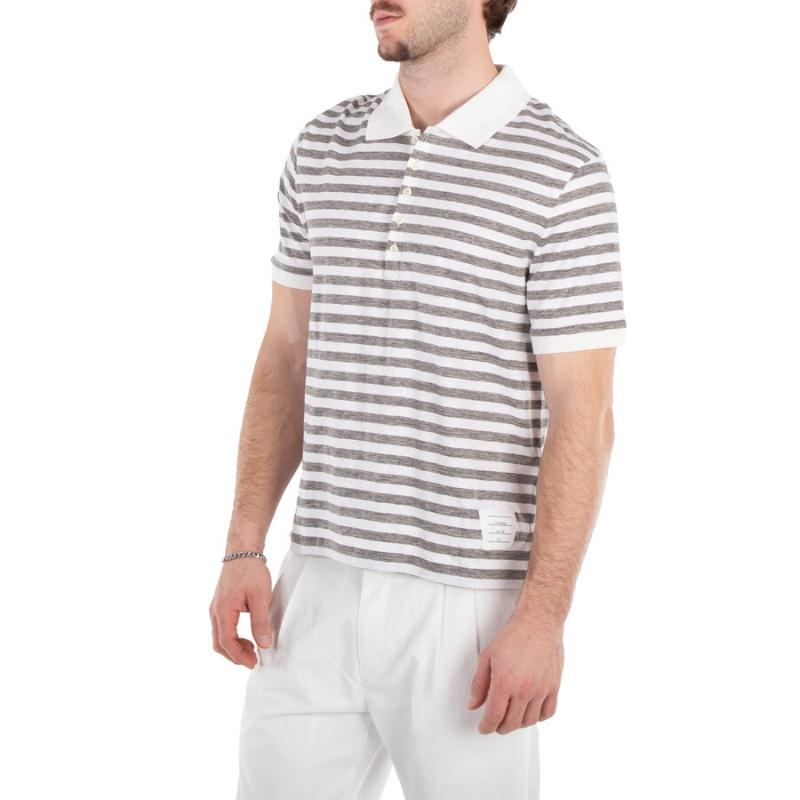Thom Browne Short Sleeve Polo In Striped Linen Jersey - 2