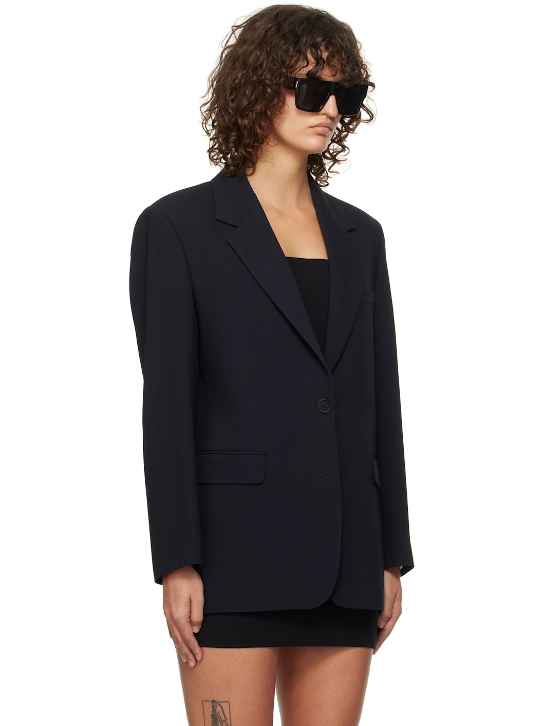 Black Wool-Blend Blazer - 2
