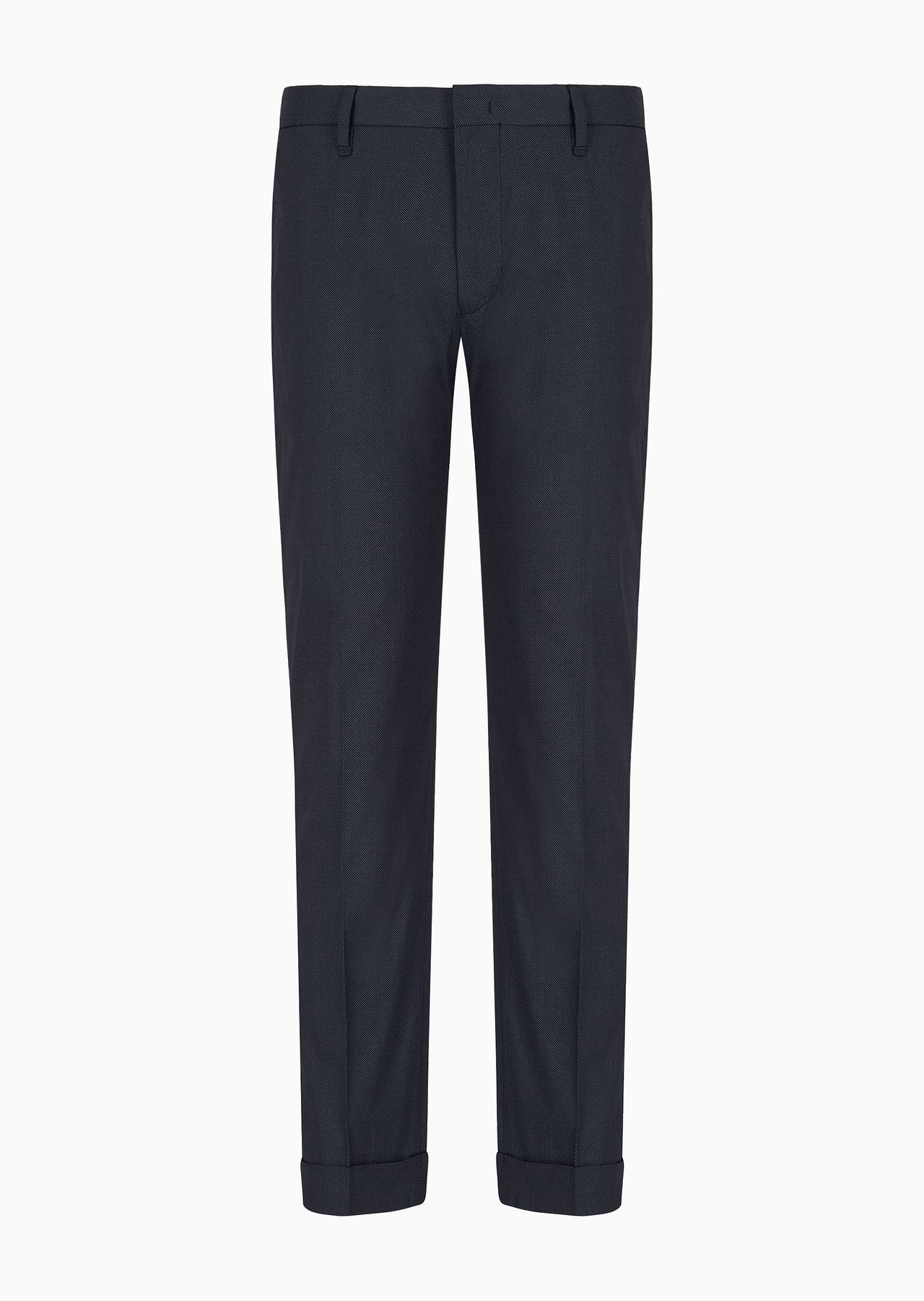 Micro-textured chinos with turn-ups - 1