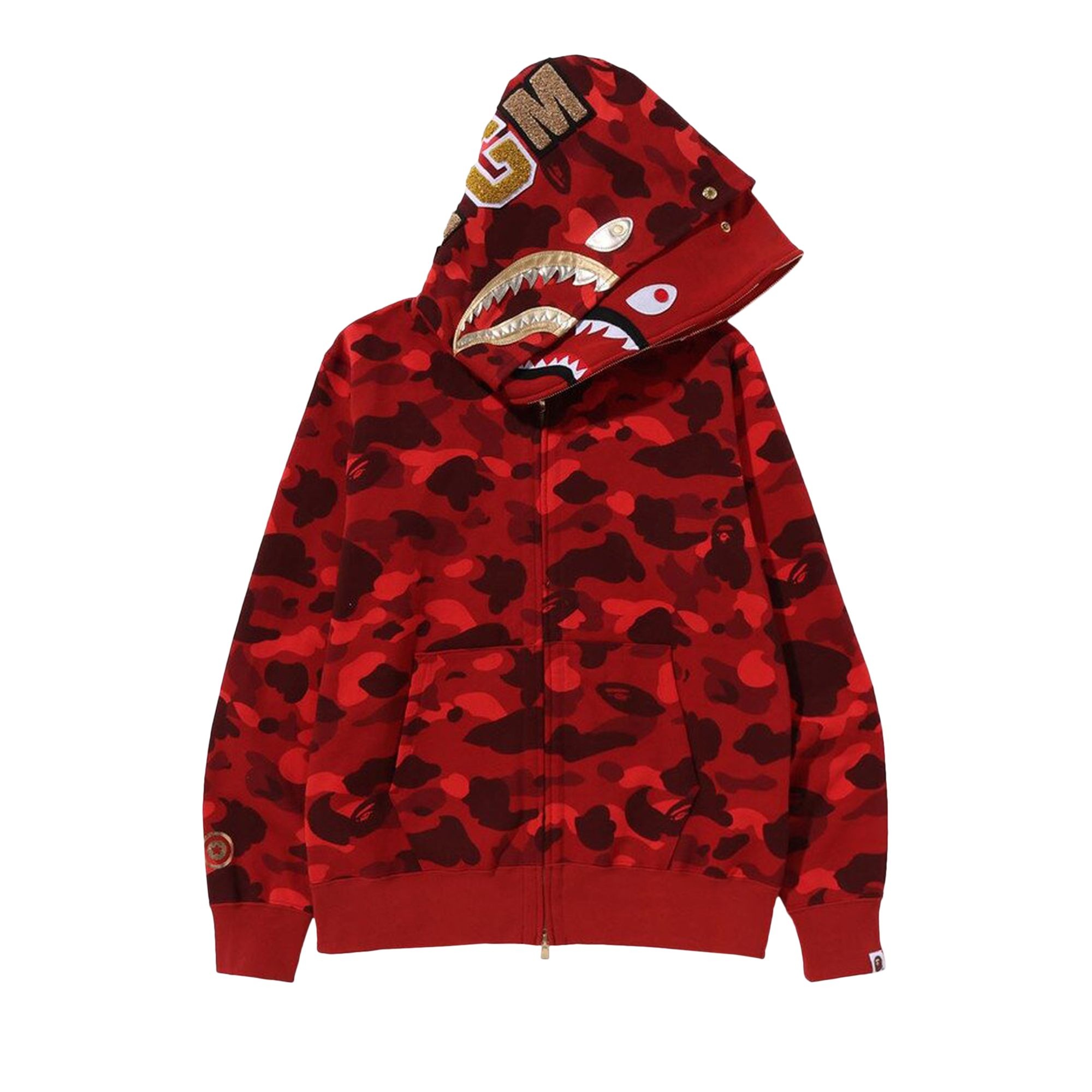 BAPE Color Camo Double Shark Full Zip Hoodie 'Red' - 2