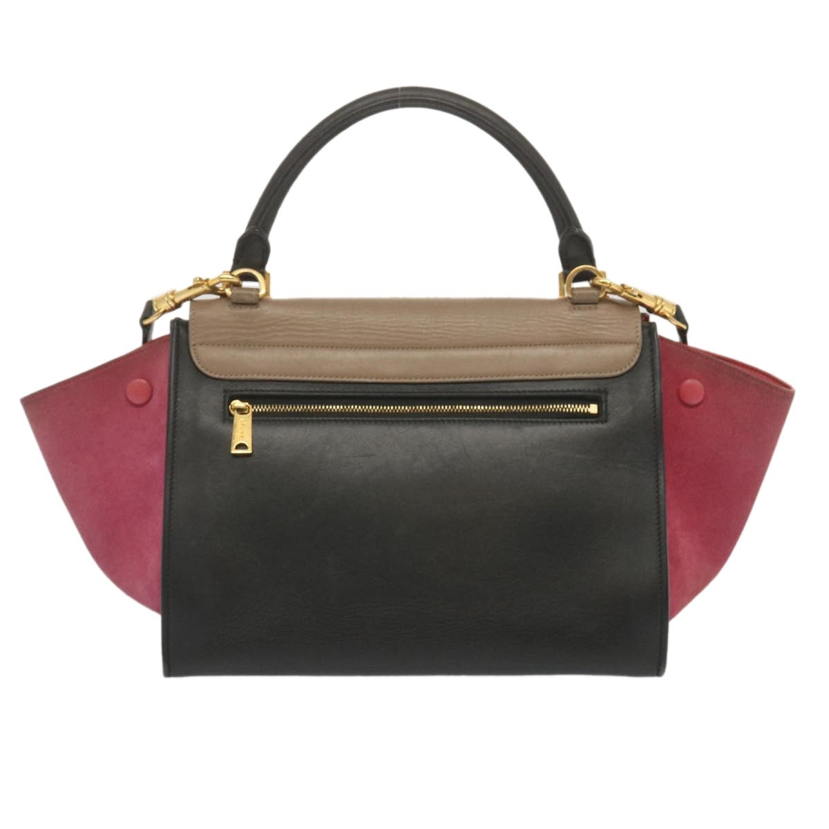 CELINE Trapeze Hand Bag Leather Beige Pink - 2