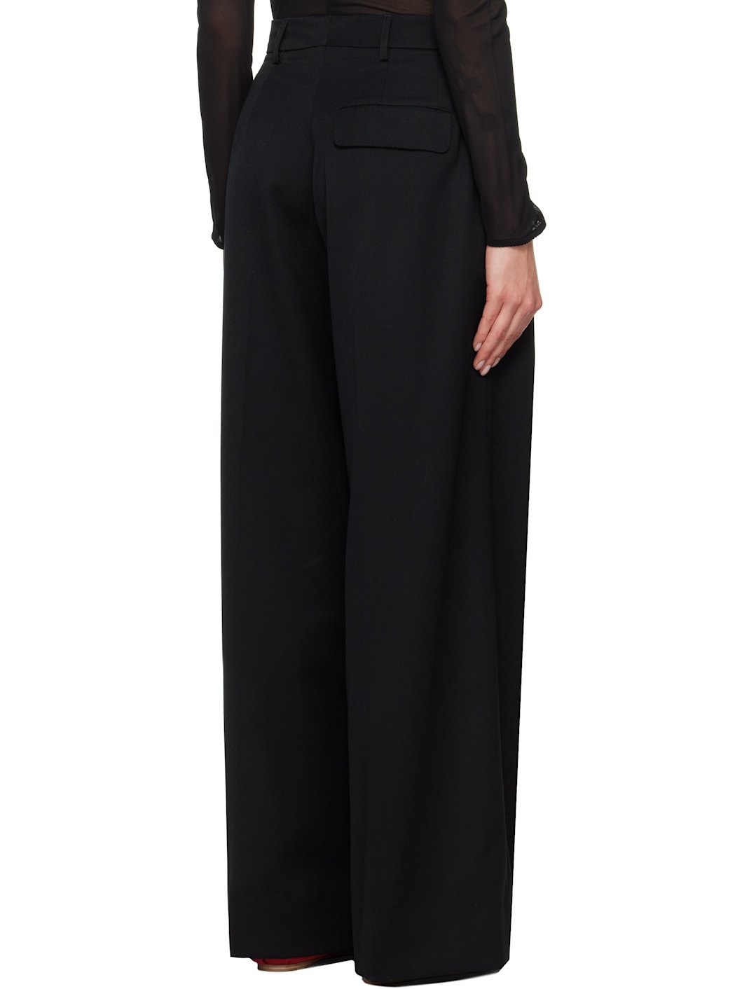 Black Wide Leg Puddle Trousers - 3