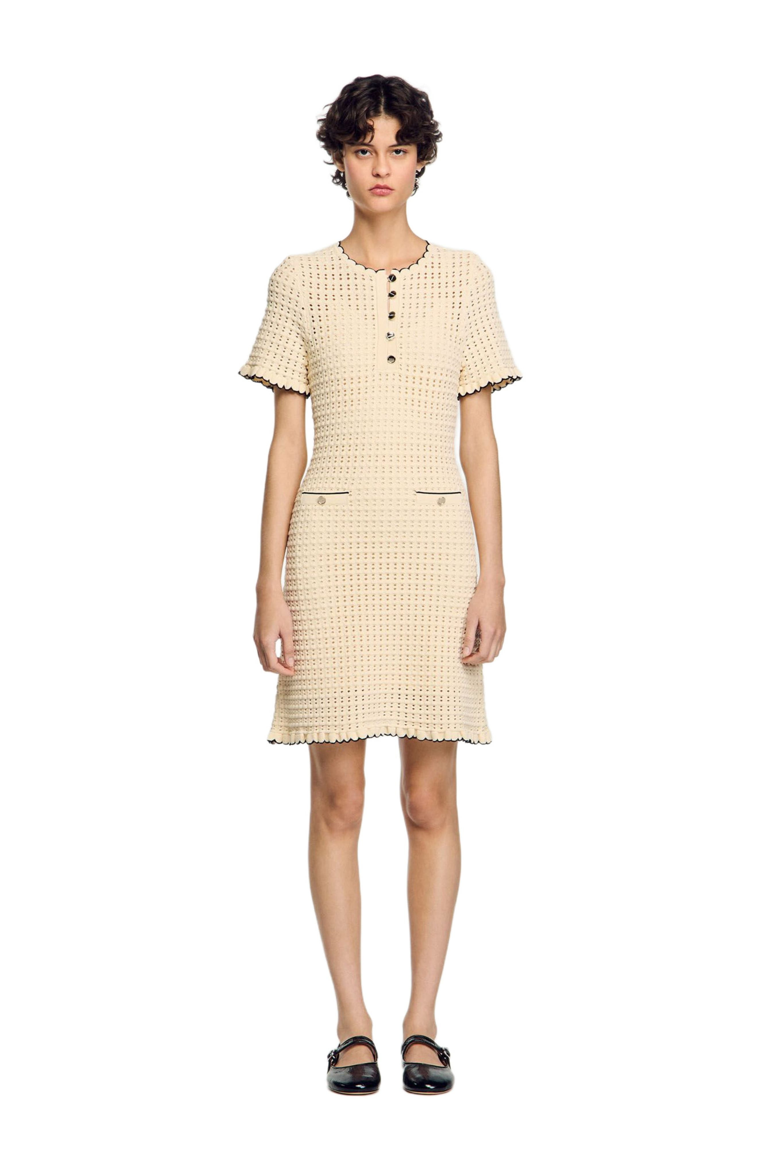 SANDRO Short knit dress in Vanilla at Nordstrom - 1