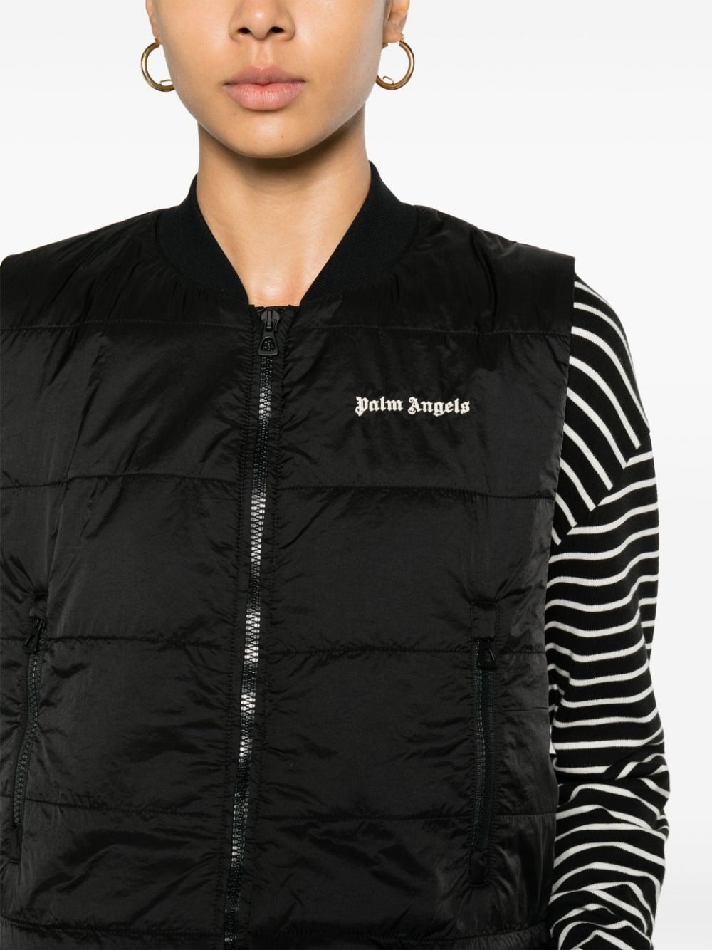 logo-embroidered cropped gilet - 5