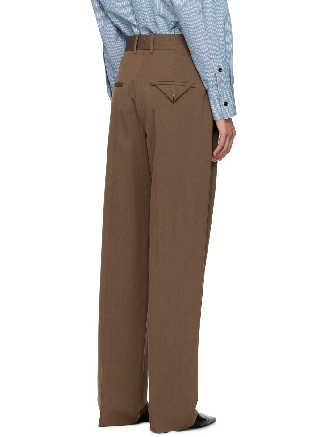 Brown Wool Straight Trousers - 3