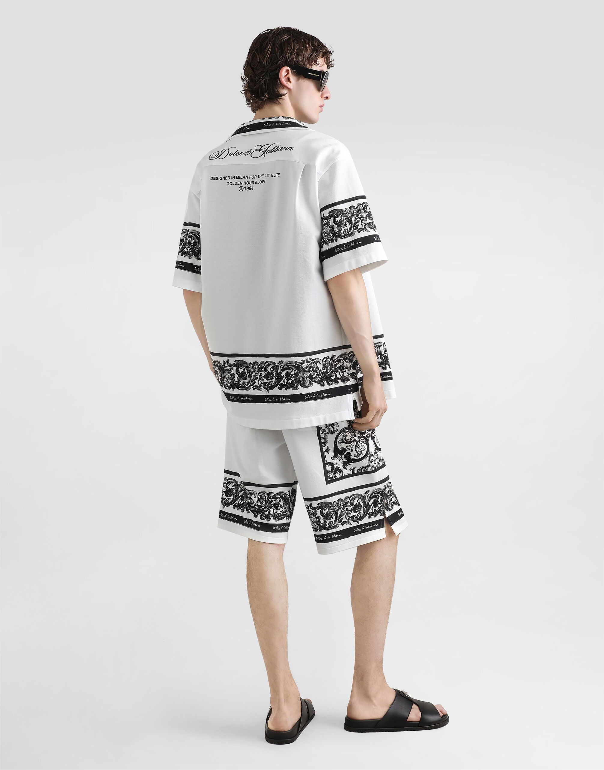 majolica-print double piqué bermuda shorts - 3