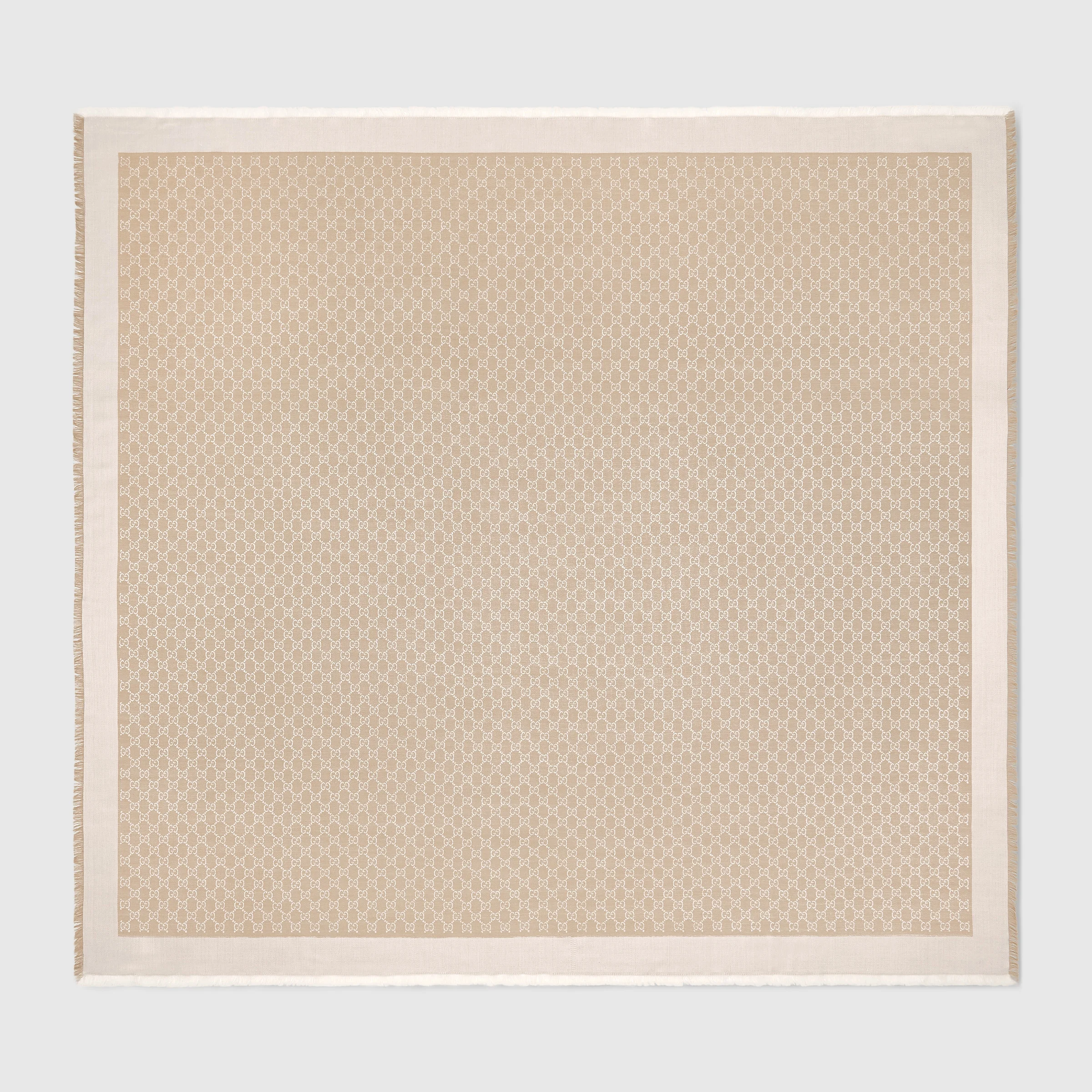 GG silk wool shawl - 1