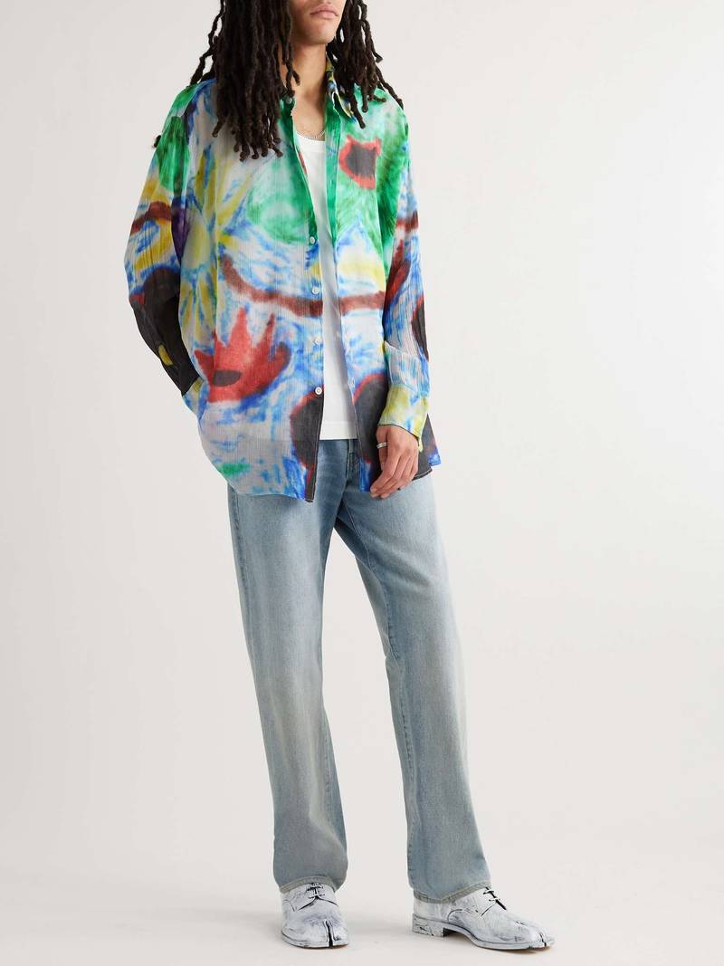 Our Legacy Printed Crinkled Cotton-Blend Voile Shirt outlook
