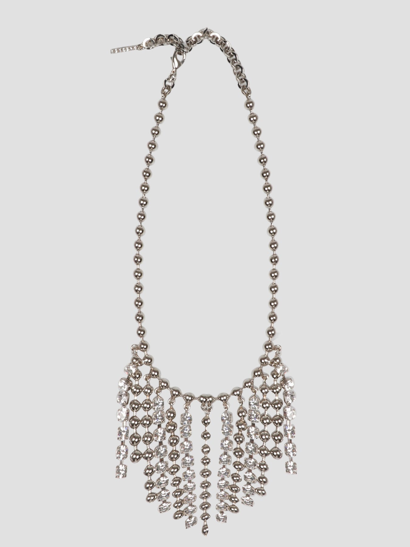 Alessandra Rich Crystal and chain fringes necklace