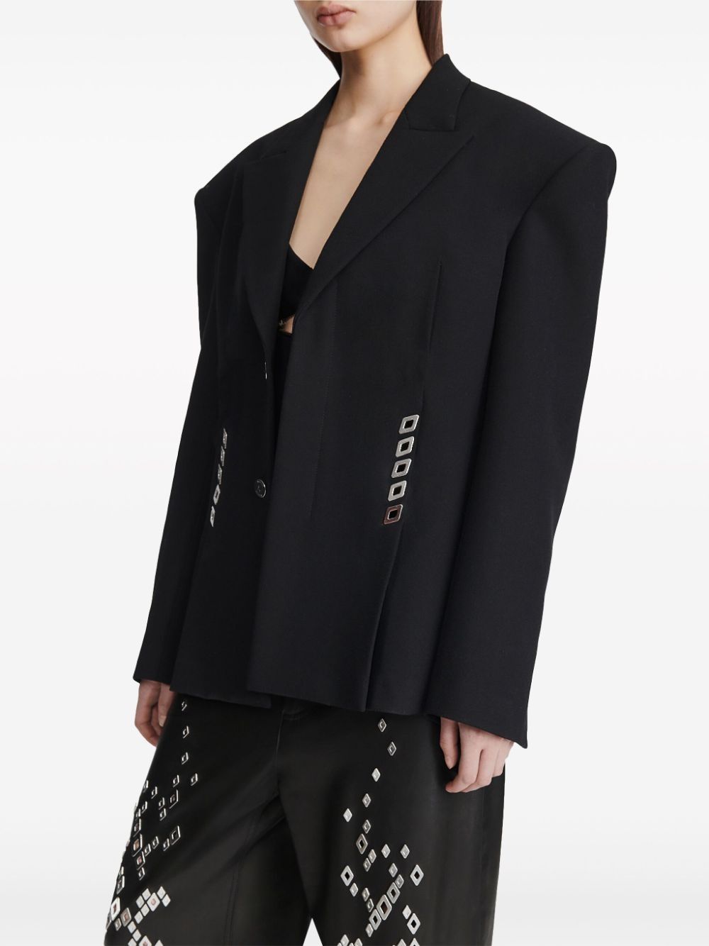 diamond-stud oversized blazer - 5