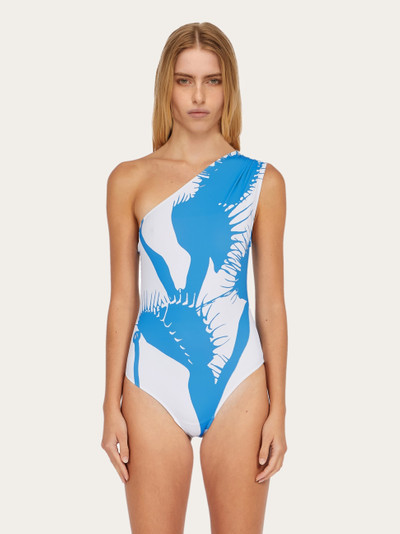 FERRAGAMO Venus print one shoulder swimsuit outlook